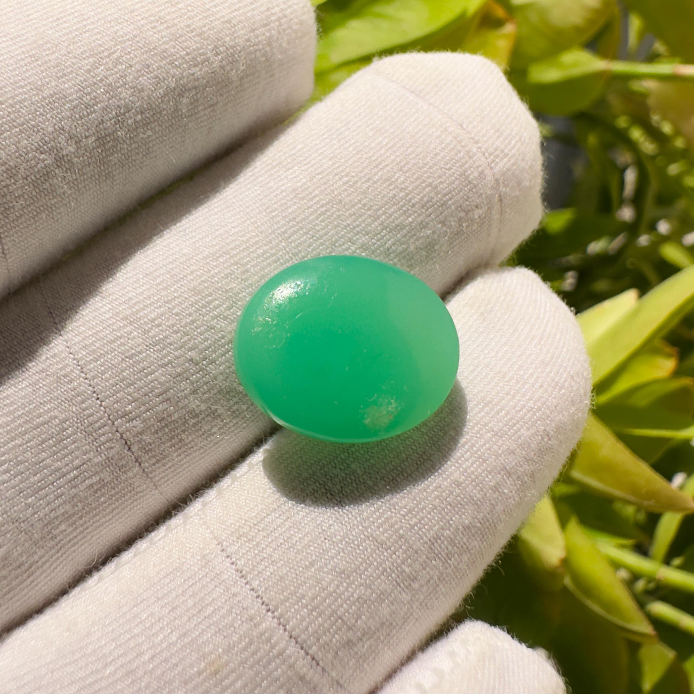 Natural Chrysoprase Oval Cabochon Loose Gemstone 10.30 Carat Green Chrysoprase Stone for Jewelry Making