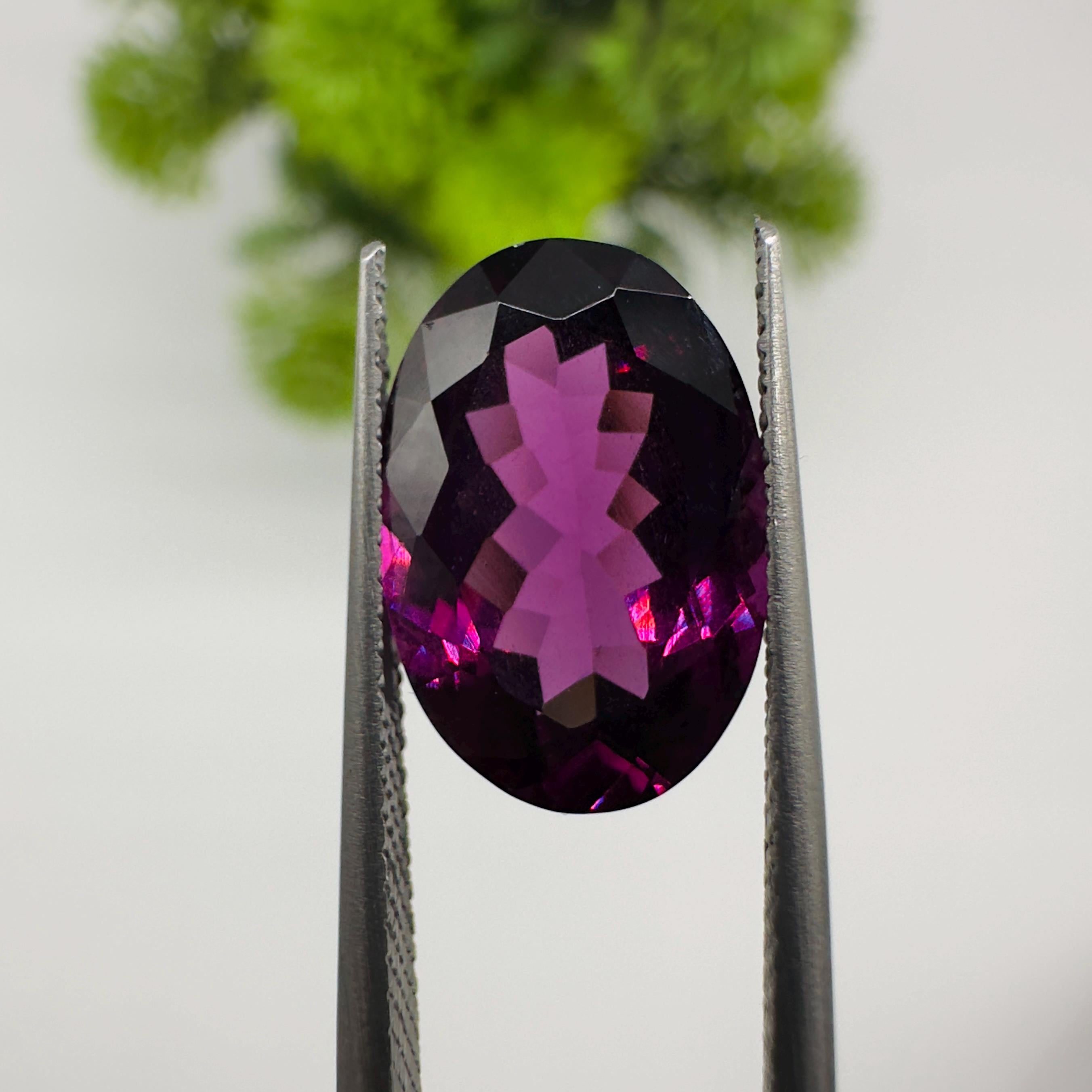 Natural Rhodolite Garnet Faceted Oval Loose Gemstone 5.70 Carat AAA Purple Pink Raspberry Red Garnet Stone for Fine Jewelry