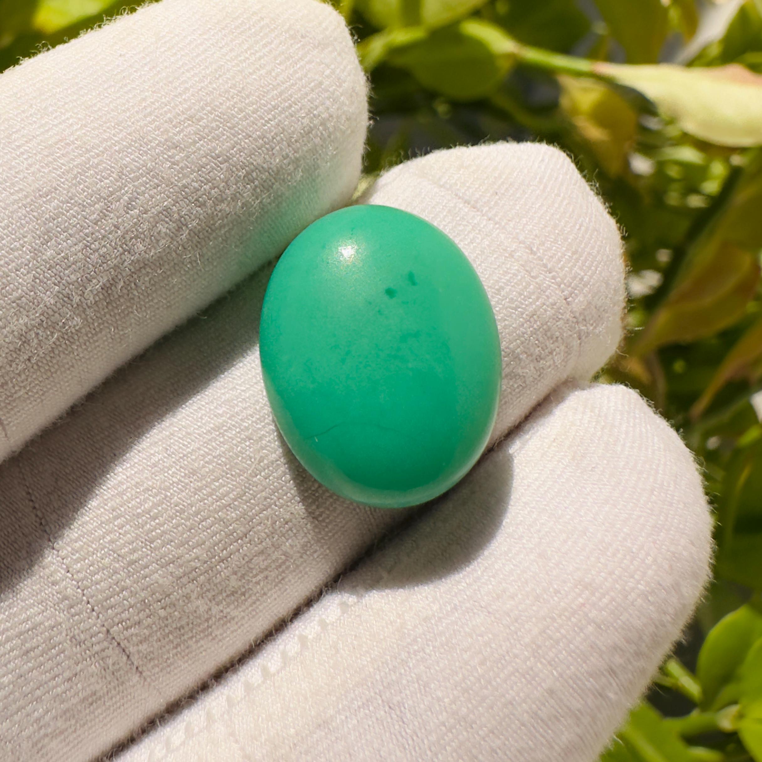 Natural Chrysoprase Oval Cabochon Loose Gemstone 10.55 Carat AAA++ Green Chrysoprase Stone for Jewelry Making