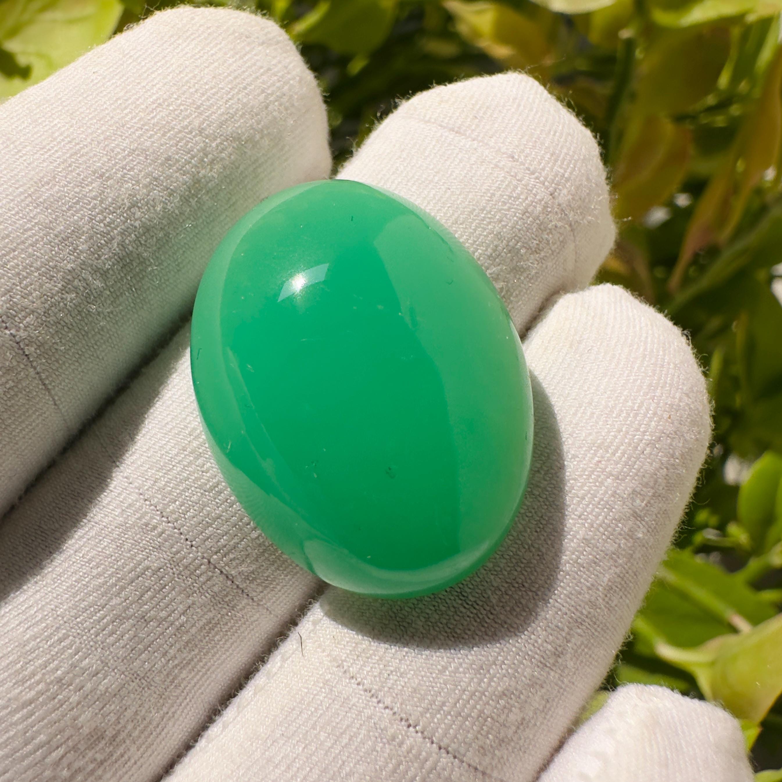 Natural Chrysoprase Oval Cabochon Loose Gemstone 37.90 Carat AAA Green Chrysoprase Large Statement Stone for Jewelry Making