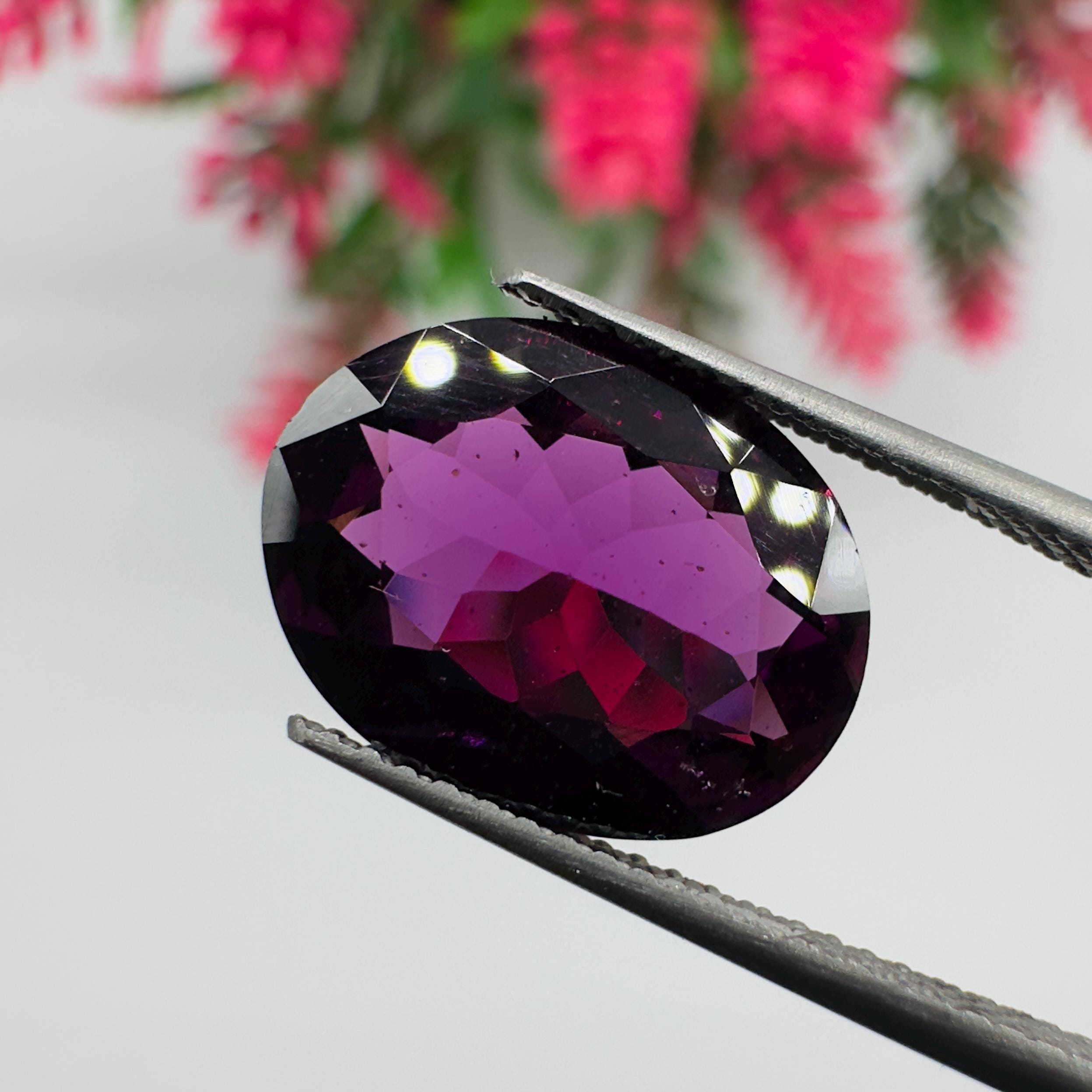 Natural Rhodolite Garnet Faceted Oval Loose Gemstone 4.85 Carat AAA Purple Pink Raspberry Red Garnet Stone for Fine Jewelry