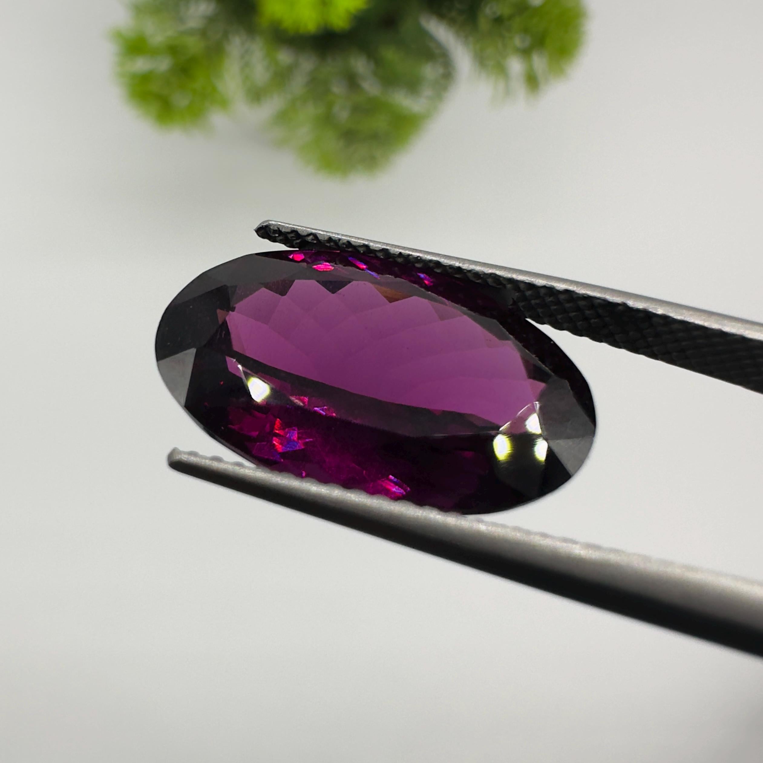 Natural Rhodolite Garnet Faceted Oval Loose Gemstone 9.65 Carat AAA Purple Pink Raspberry Red Garnet Stone for Fine Jewelry