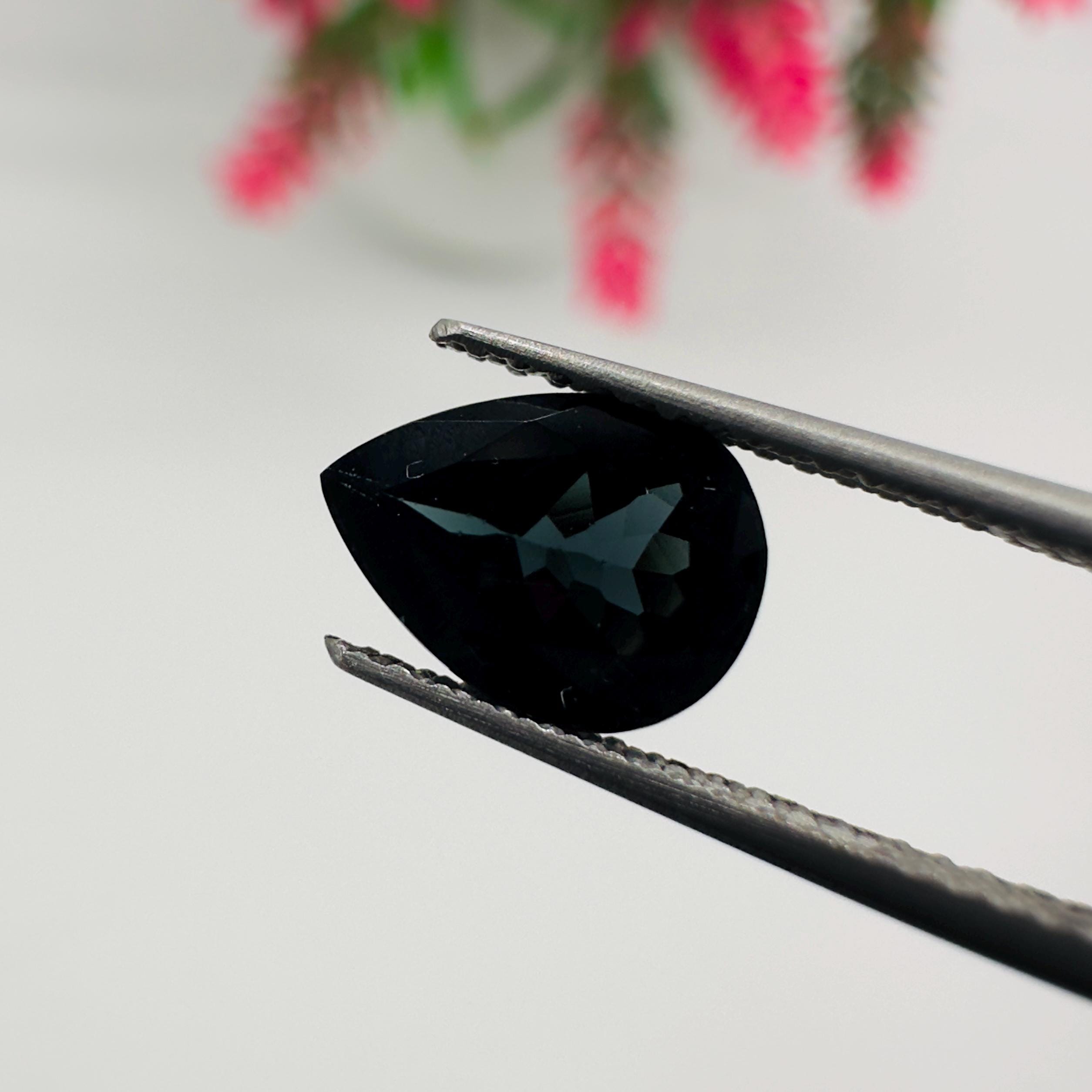 Natural Indicolite Blue Tourmaline Faceted Pear Cut Loose Gemstone 1.15 Carat AAA Deep Blue Tourmaline for Fine Jewelry