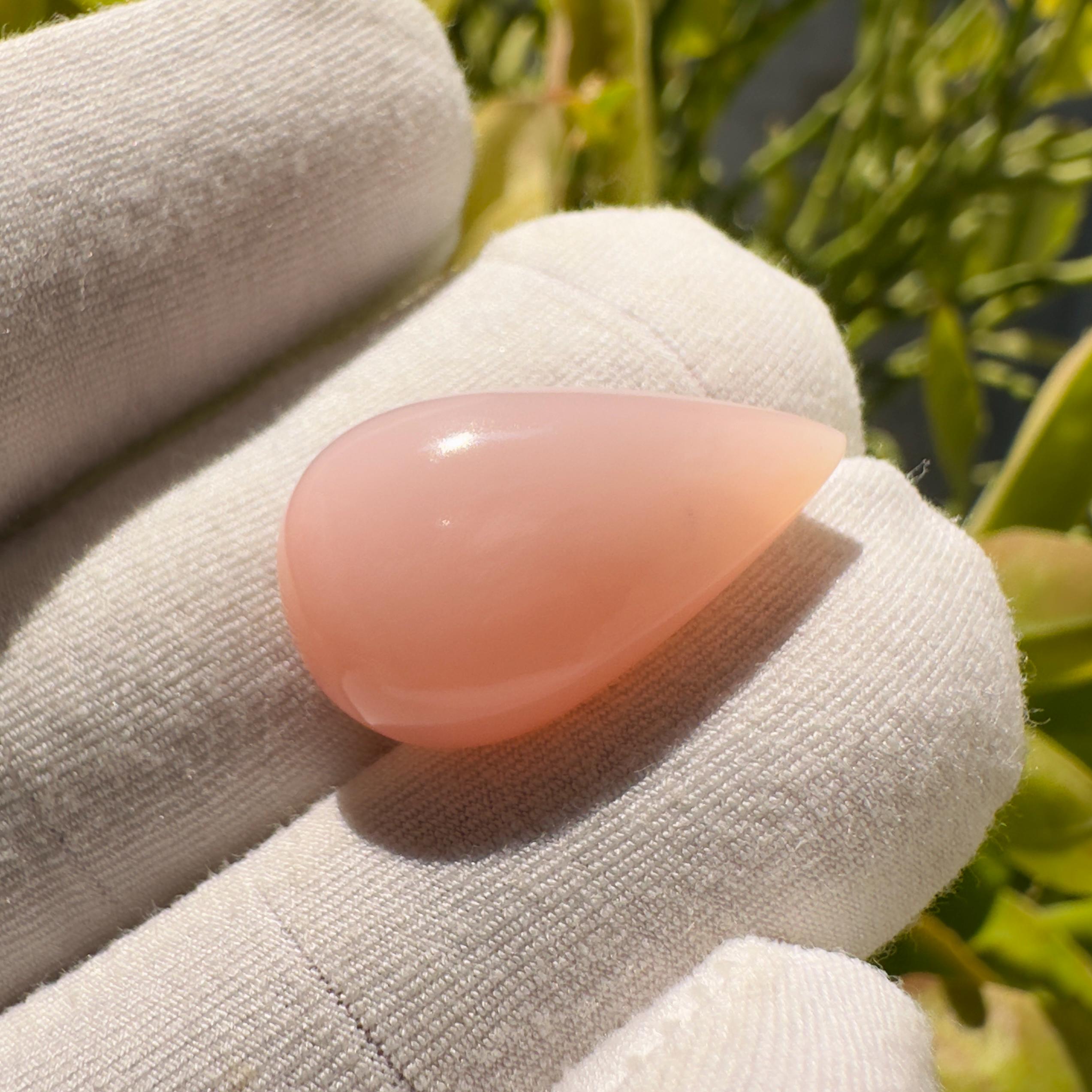 Natural Pink Opal Pear Cabochon Loose Gemstone 12.05 Carat AAA Soft Pink Opal Stone for Jewelry Making