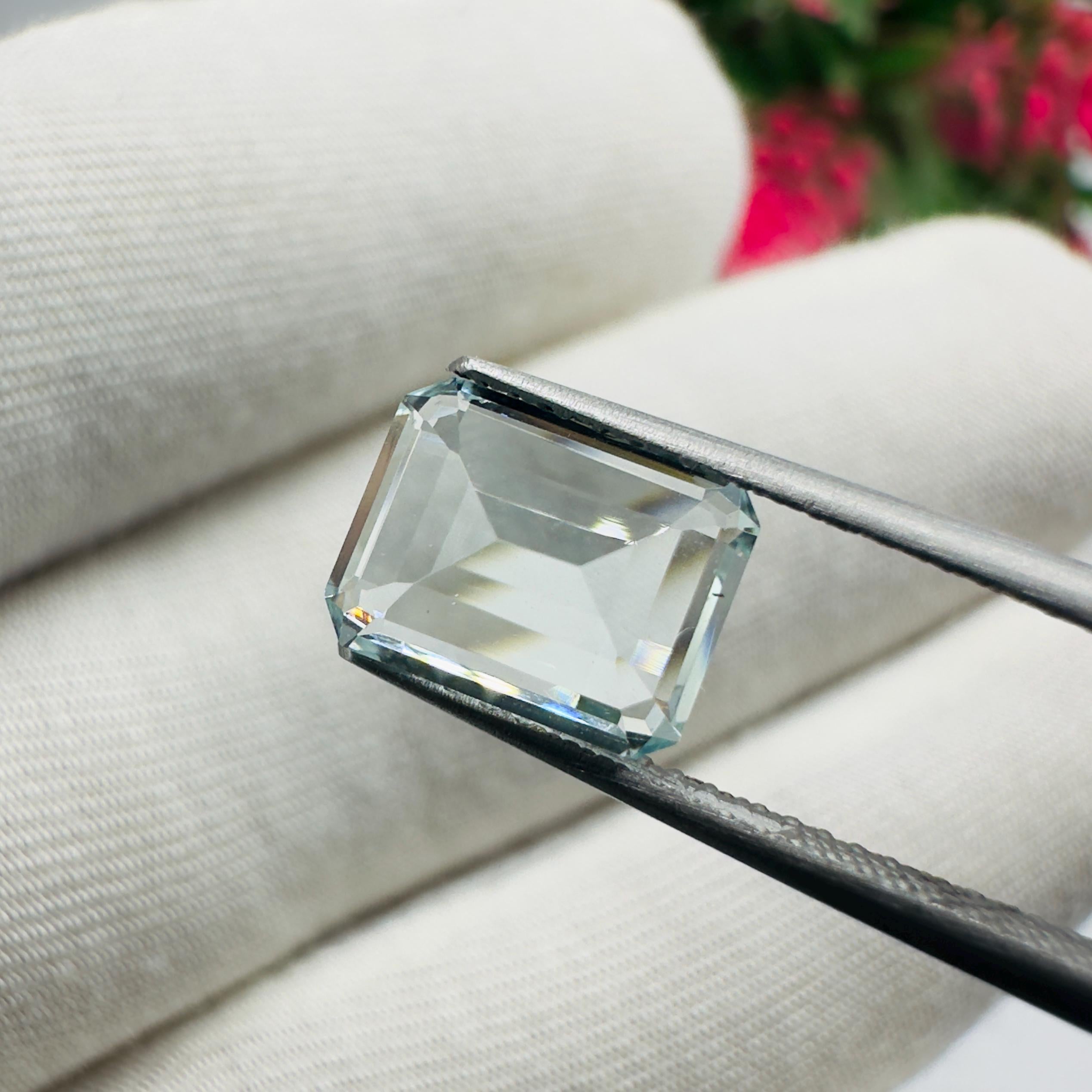 Natural Aquamarine Emerald Cut Loose Gemstone 1.93 Carat AAA Faceted Octagon Light Blue Aquamarine Stone for Fine Jewelry