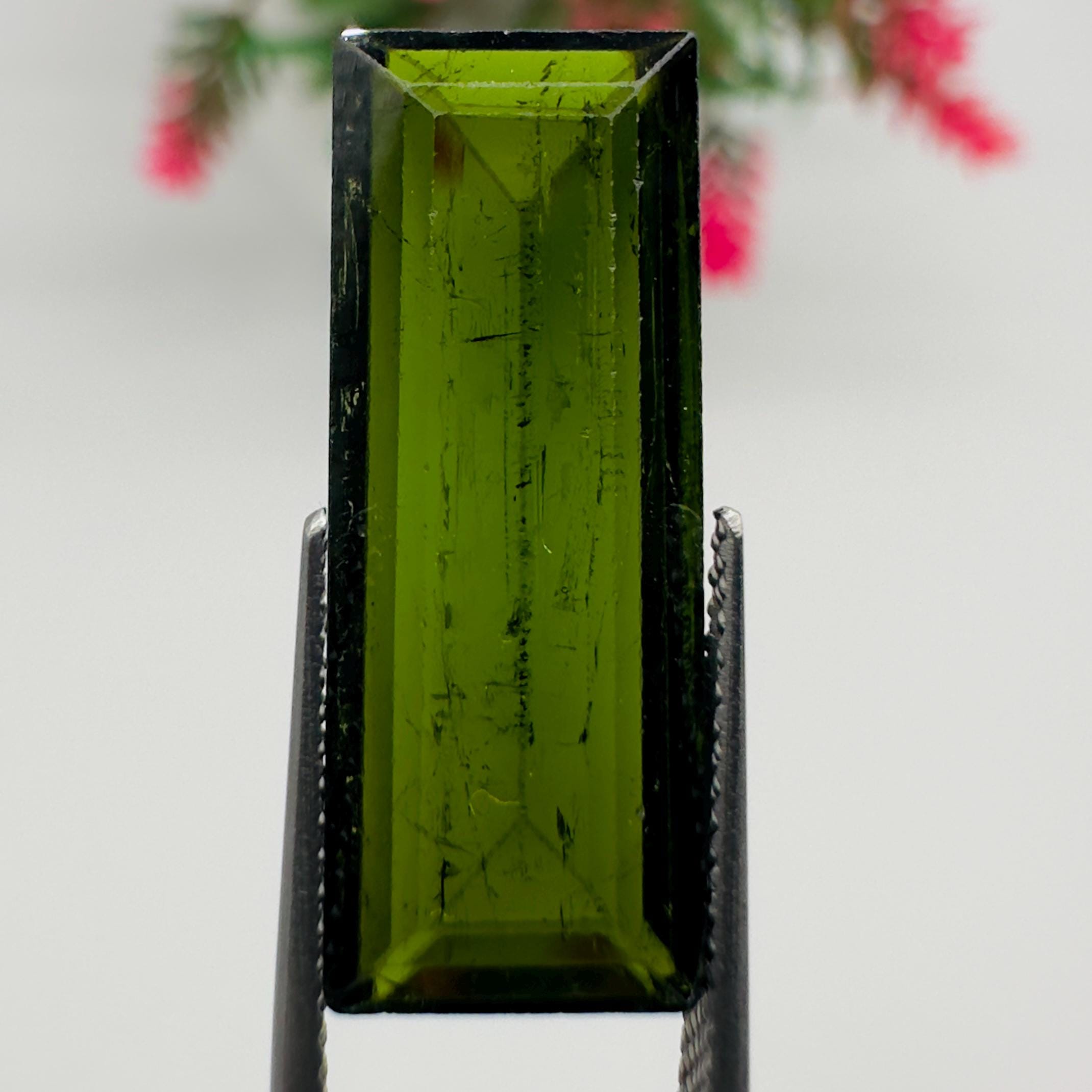 Natural Green Tourmaline Faceted Baguette Cut Loose Gemstone 10.10 Carat AAA Green Tourmaline Stone for Fine Jewelry Making