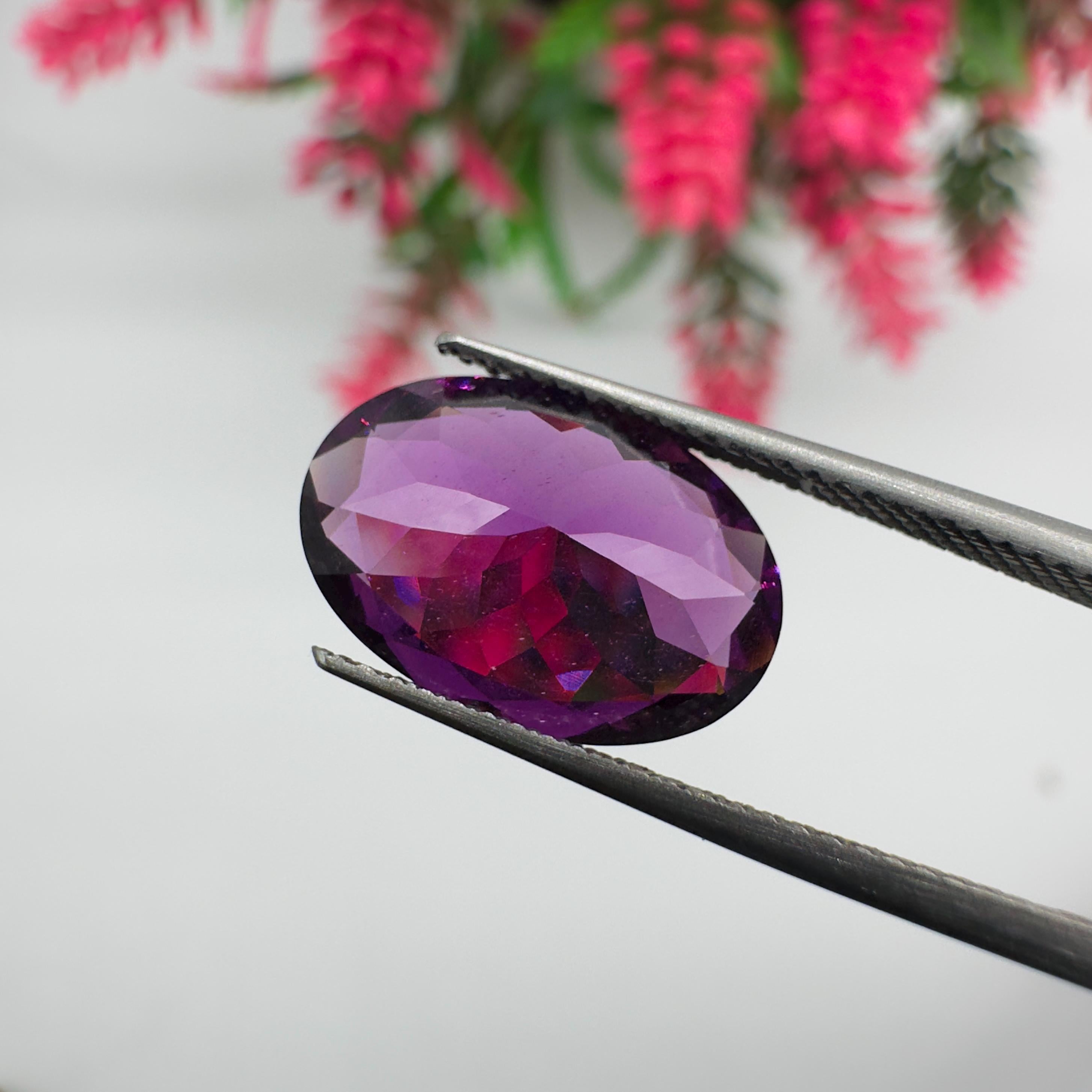 Natural Rhodolite Garnet Faceted Oval Loose Gemstone 5.30 Carat AAA Purple Pink Raspberry Red Garnet Stone for Fine Jewelry
