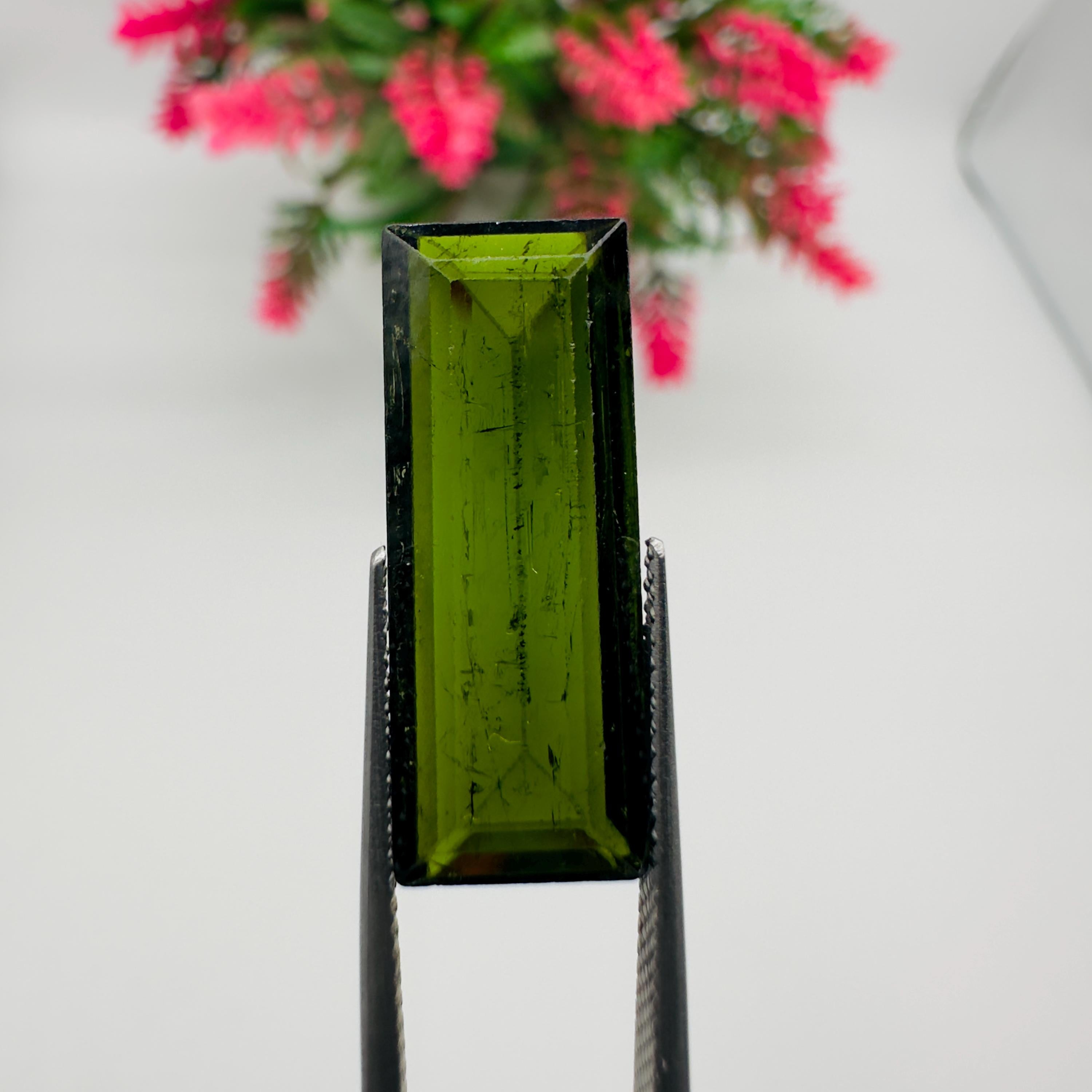Natural Green Tourmaline Faceted Baguette Cut Loose Gemstone 10.10 Carat AAA Green Tourmaline Stone for Fine Jewelry Making