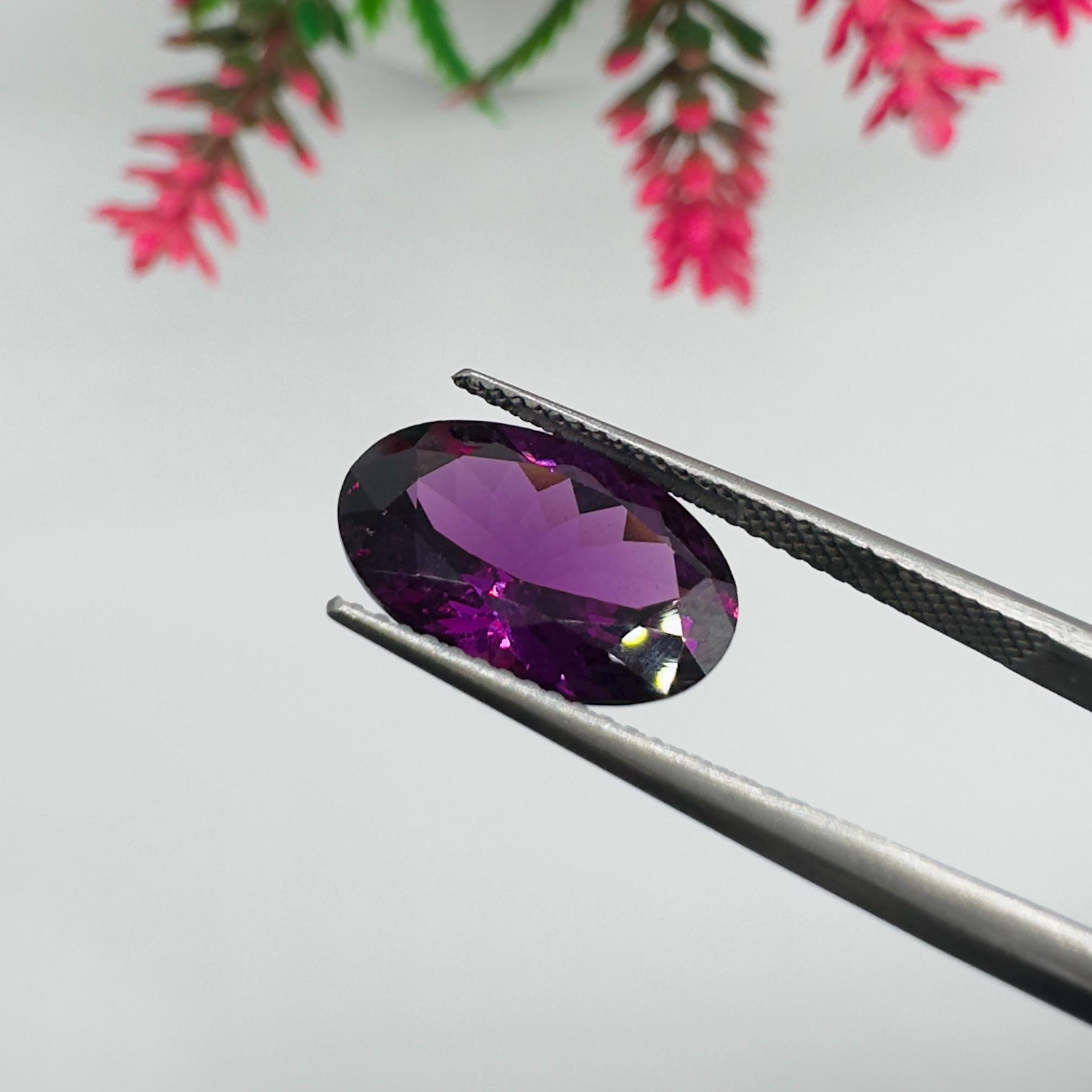 Natural Rhodolite Garnet Faceted Oval Loose Gemstone 5.30 Carat AAA Purple Pink Raspberry Red Garnet Stone for Fine Jewelry
