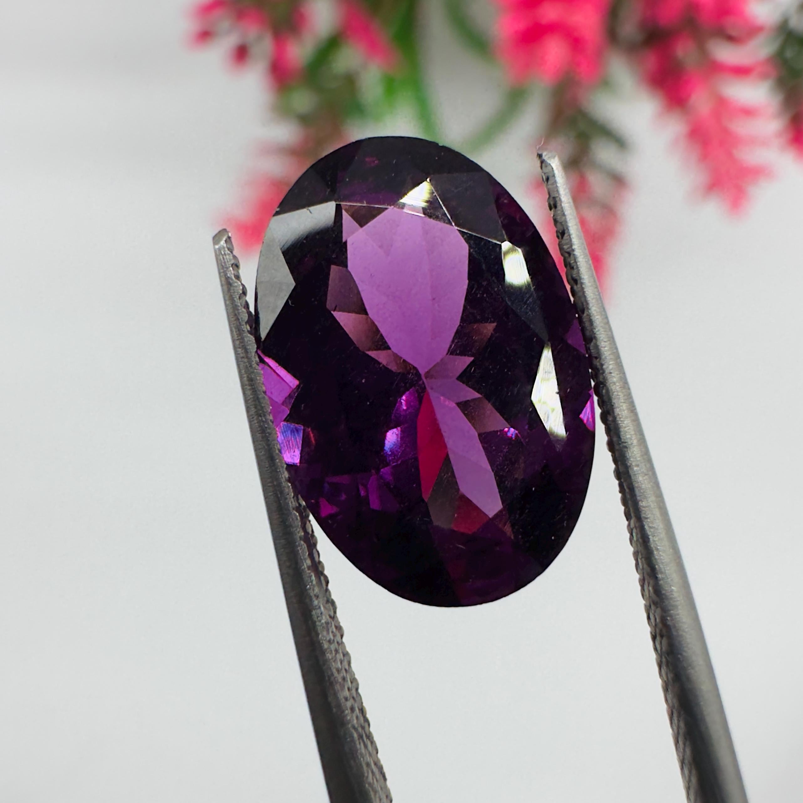 Natural Rhodolite Garnet Faceted Oval Loose Gemstone 5.30 Carat AAA Purple Pink Raspberry Red Garnet Stone for Fine Jewelry