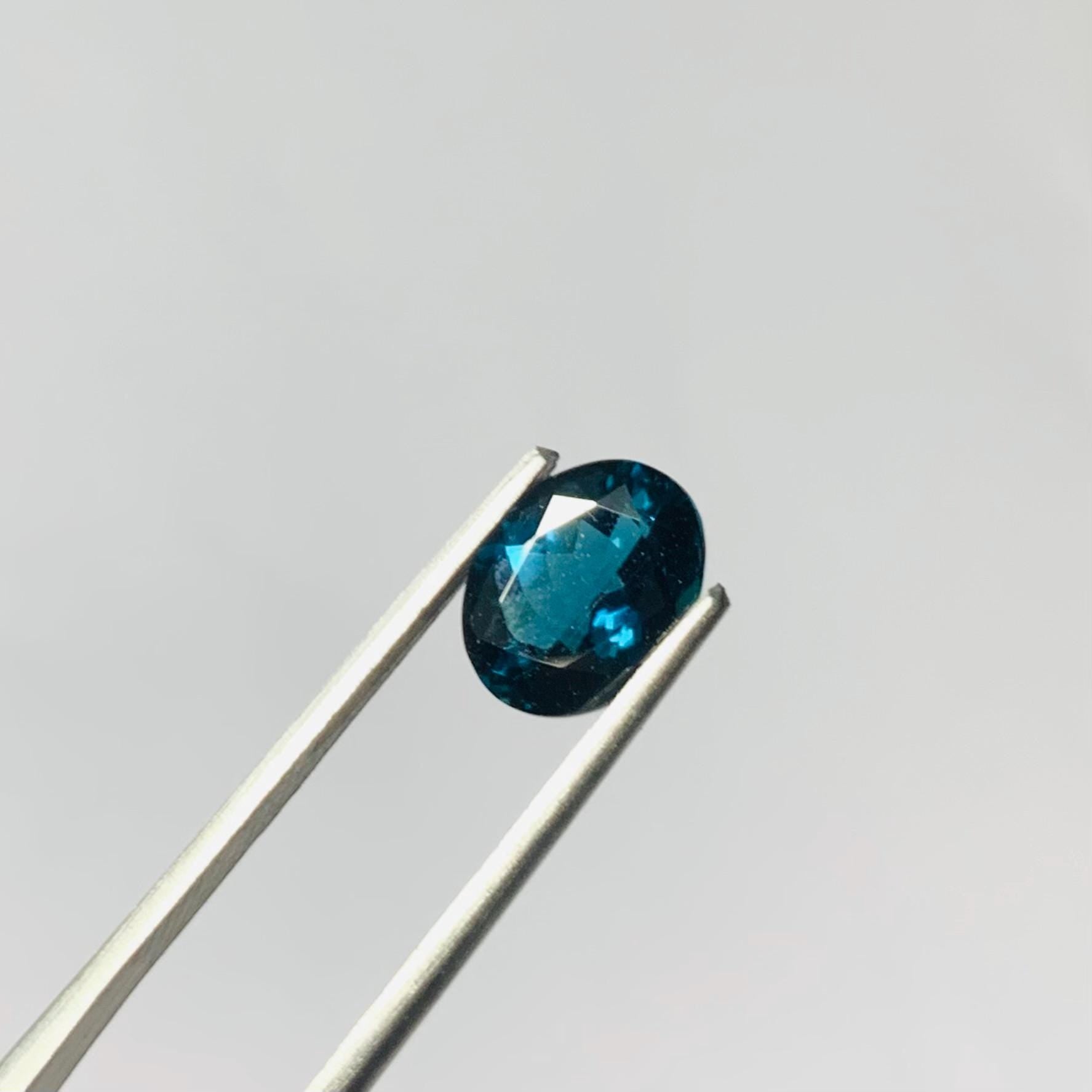 Natural Blue Tourmaline Faceted Oval Loose Gemstone 2.00 Carat AAA Blue Tourmaline Stone for Fine Jewelry Making