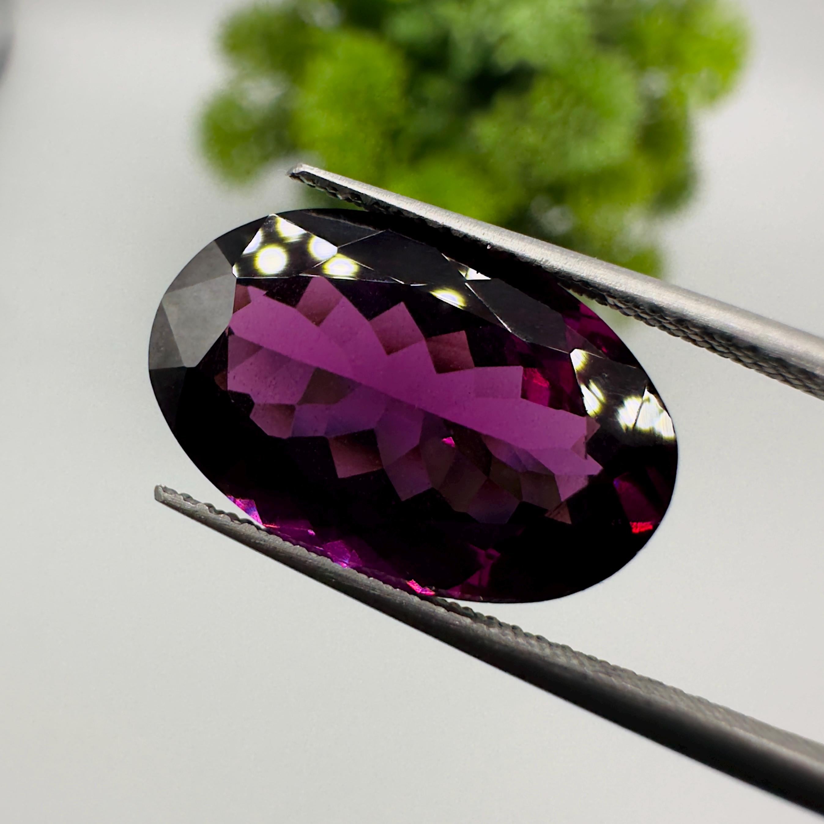 Natural Rhodolite Garnet Faceted Oval Loose Gemstone 9.65 Carat AAA Purple Pink Raspberry Red Garnet Stone for Fine Jewelry