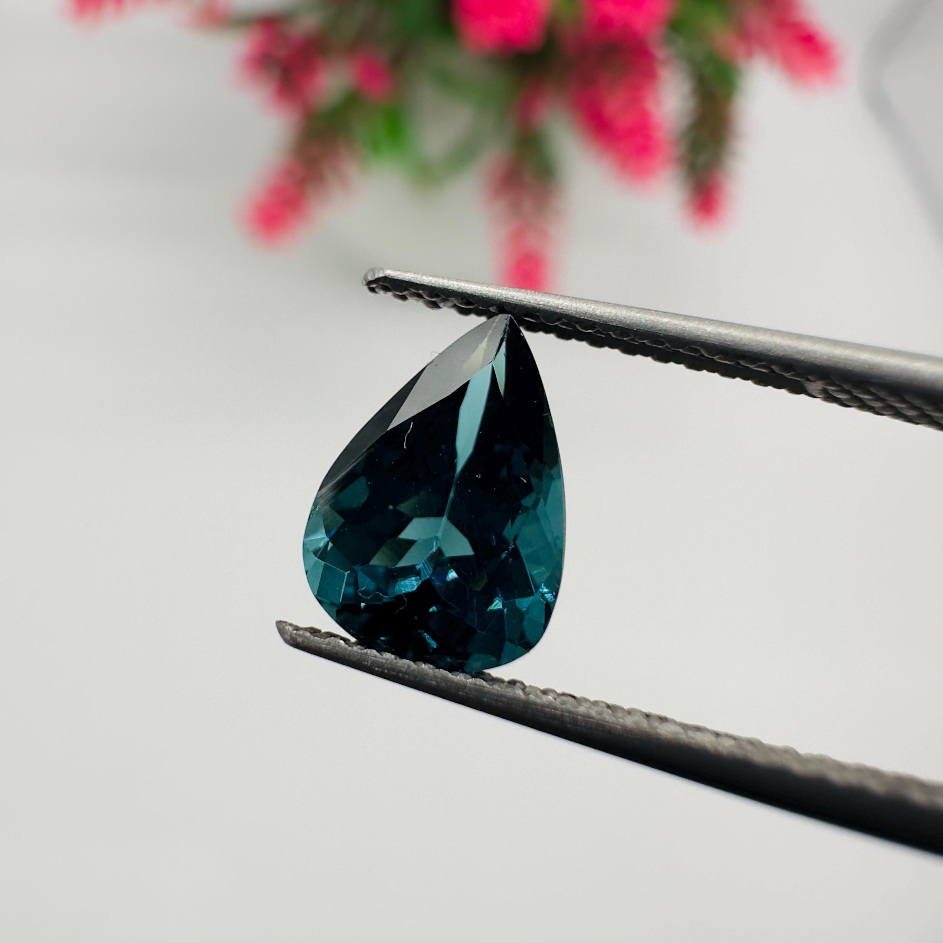 Natural Indicolite Blue Tourmaline Faceted Pear Cut Loose Gemstone 1.35 Carat AAA Deep Blue Tourmaline for Fine Jewelry