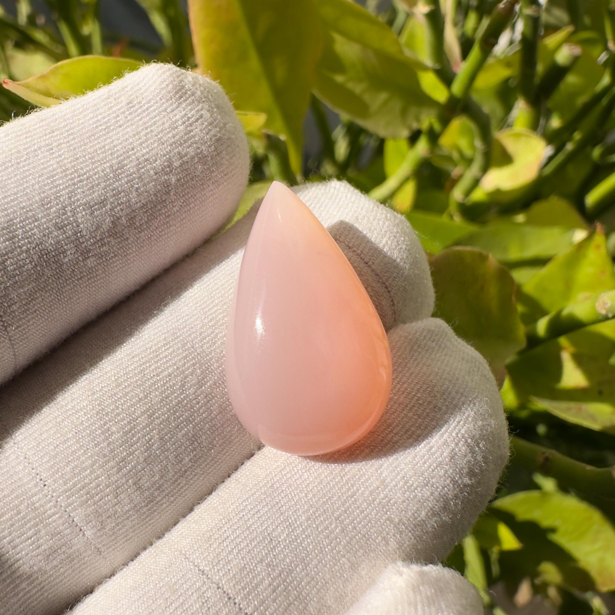 Natural Pink Opal Pear Cabochon Loose Gemstone 12.05 Carat AAA Soft Pink Opal Stone for Jewelry Making