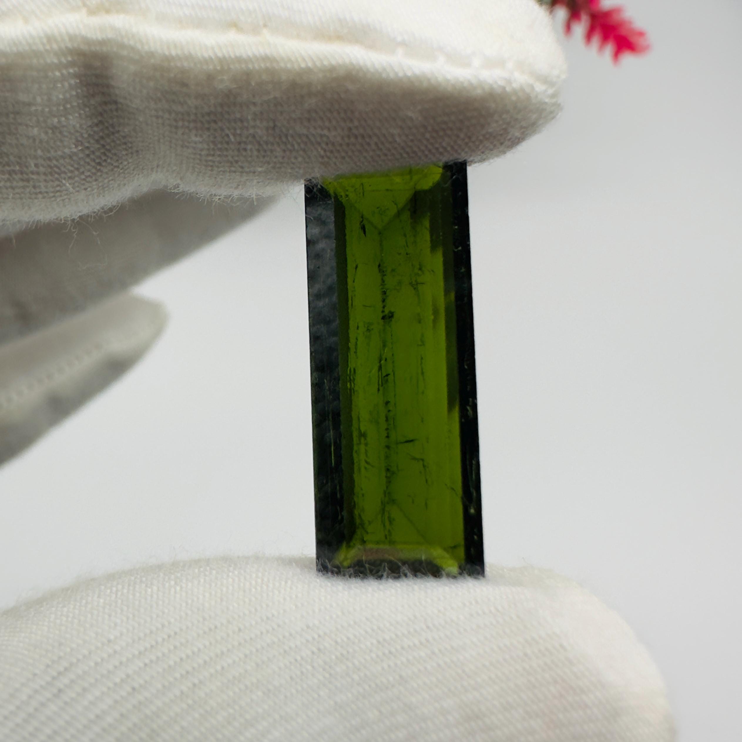 Natural Green Tourmaline Faceted Baguette Cut Loose Gemstone 10.10 Carat AAA Green Tourmaline Stone for Fine Jewelry Making