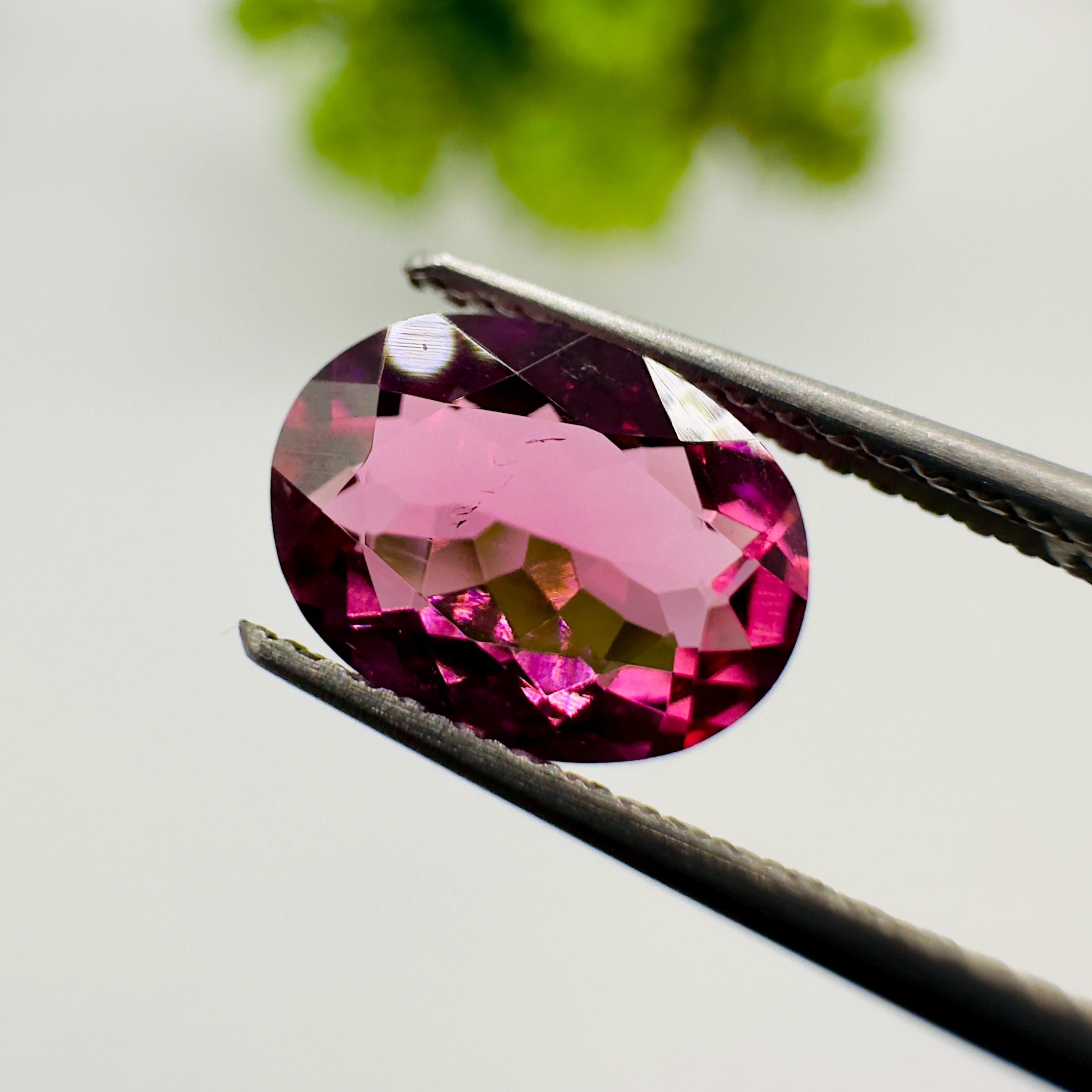 Natural Pink Tourmaline Faceted Oval Cut Loose Gemstone 1.20 Carat AAA Pink Tourmaline Stone for Fine Jewelry