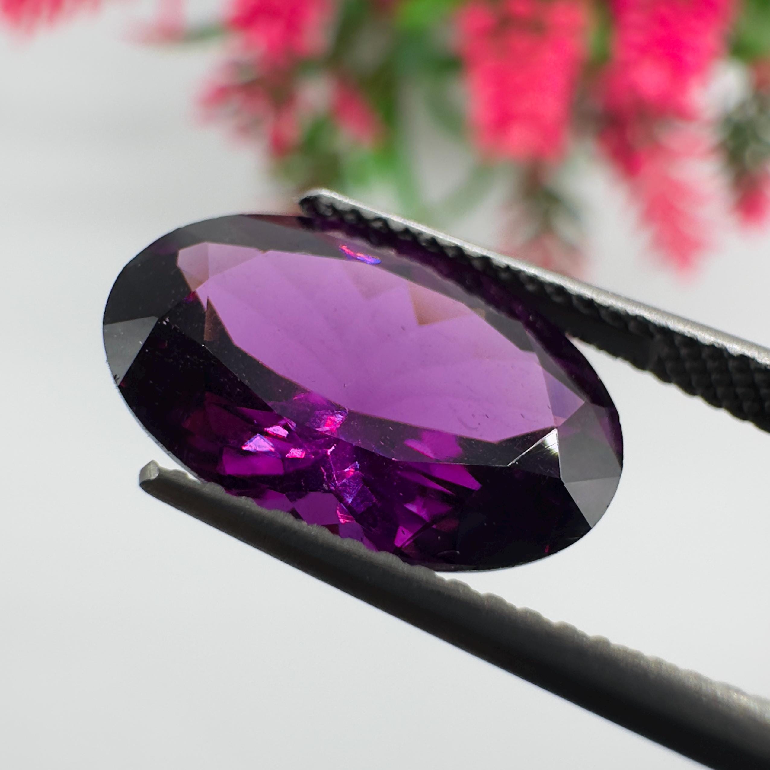 Natural Rhodolite Garnet Faceted Oval Loose Gemstone 5.30 Carat AAA Purple Pink Raspberry Red Garnet Stone for Fine Jewelry