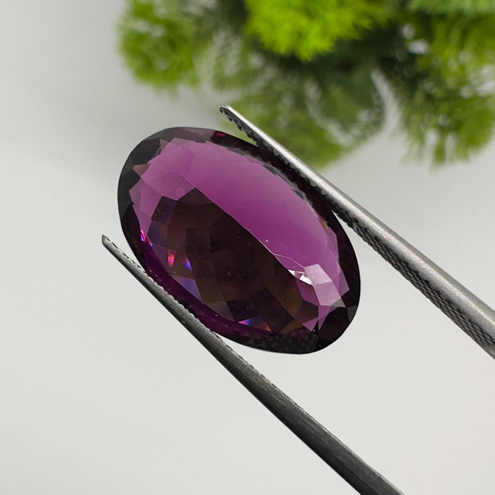 Natural Rhodolite Garnet Faceted Oval Loose Gemstone 9.65 Carat AAA Purple Pink Raspberry Red Garnet Stone for Fine Jewelry