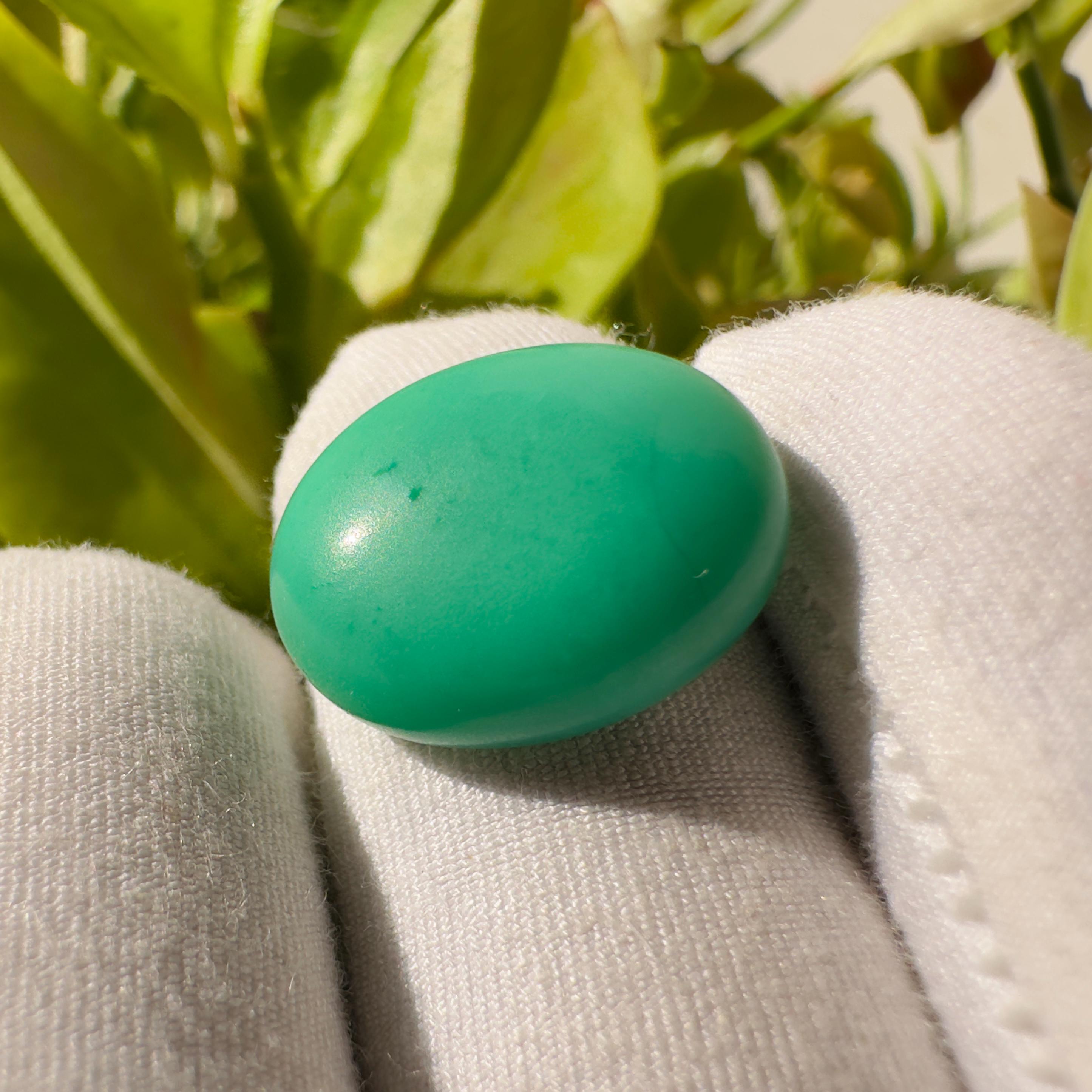 Natural Chrysoprase Oval Cabochon Loose Gemstone 10.55 Carat AAA++ Green Chrysoprase Stone for Jewelry Making