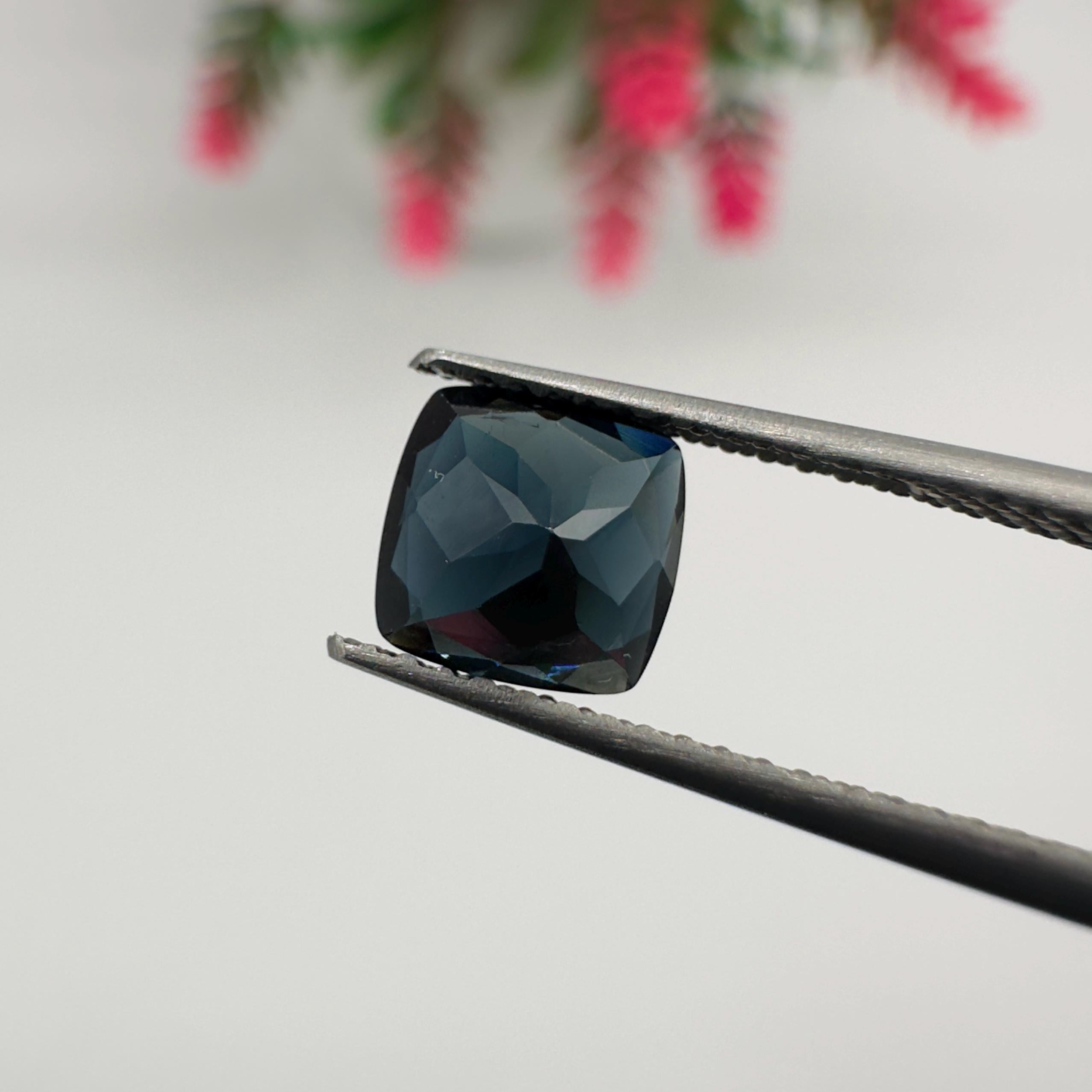 Natural Dark Blue Tourmaline Faceted Cushion Cut Loose Gemstone 1.10 Carat AAA Blue Tourmaline Stone for Fine Jewelry