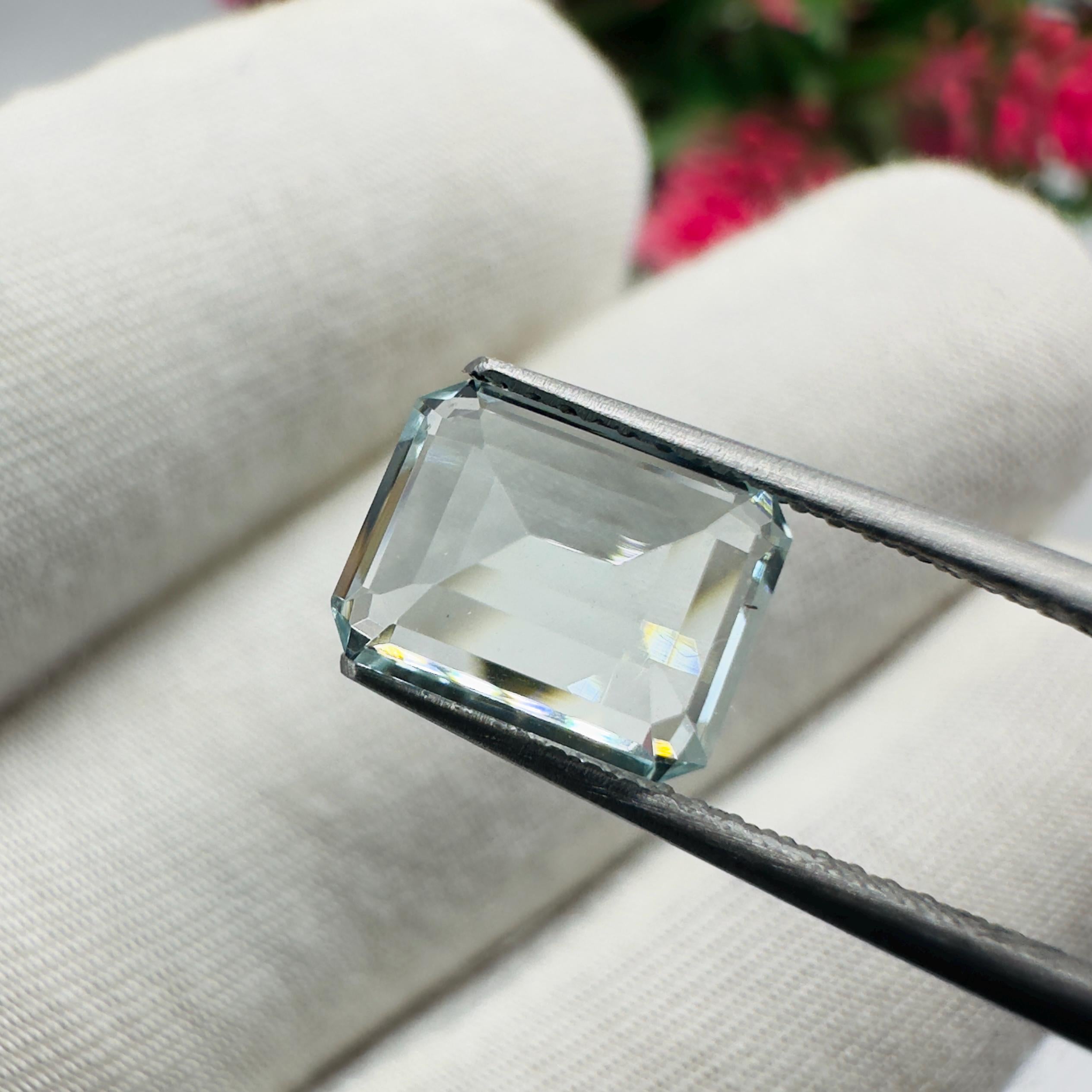 Natural Aquamarine Emerald Cut Loose Gemstone 1.93 Carat AAA Faceted Octagon Light Blue Aquamarine Stone for Fine Jewelry