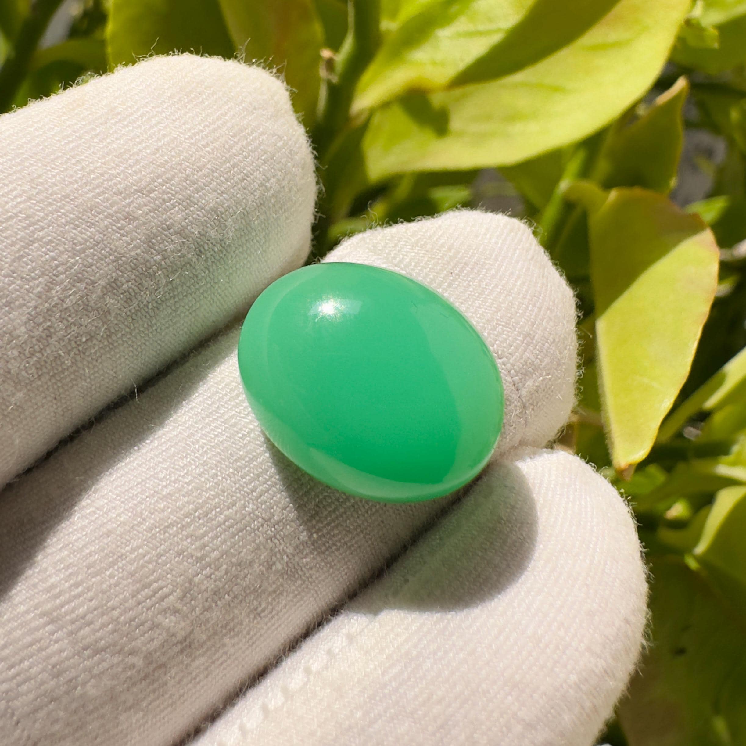 Natural Chrysoprase Oval Cabochon Loose Gemstone 10.30 Carat Green Chrysoprase Stone for Jewelry Making