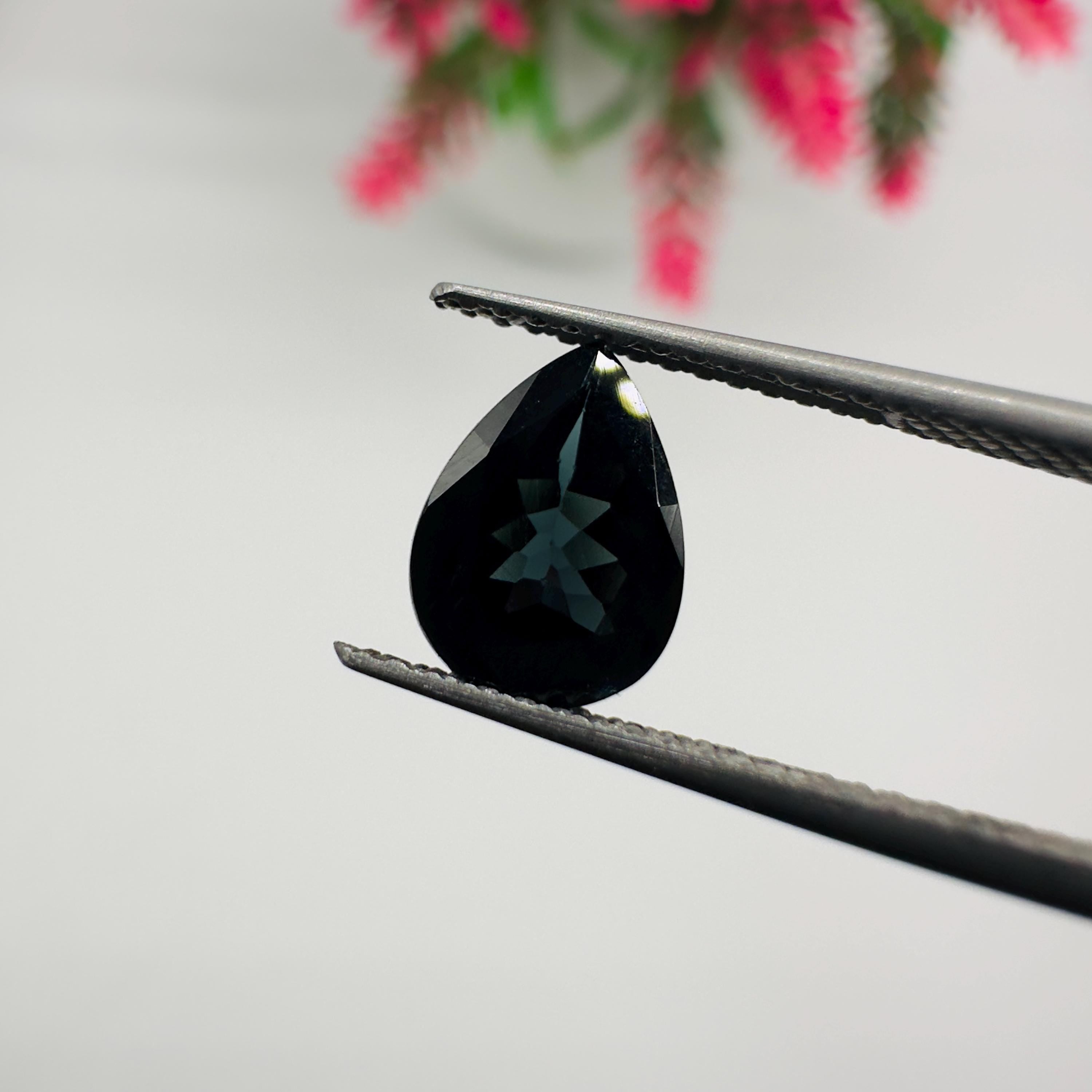 Natural Indicolite Blue Tourmaline Faceted Pear Cut Loose Gemstone 1.15 Carat AAA Deep Blue Tourmaline for Fine Jewelry