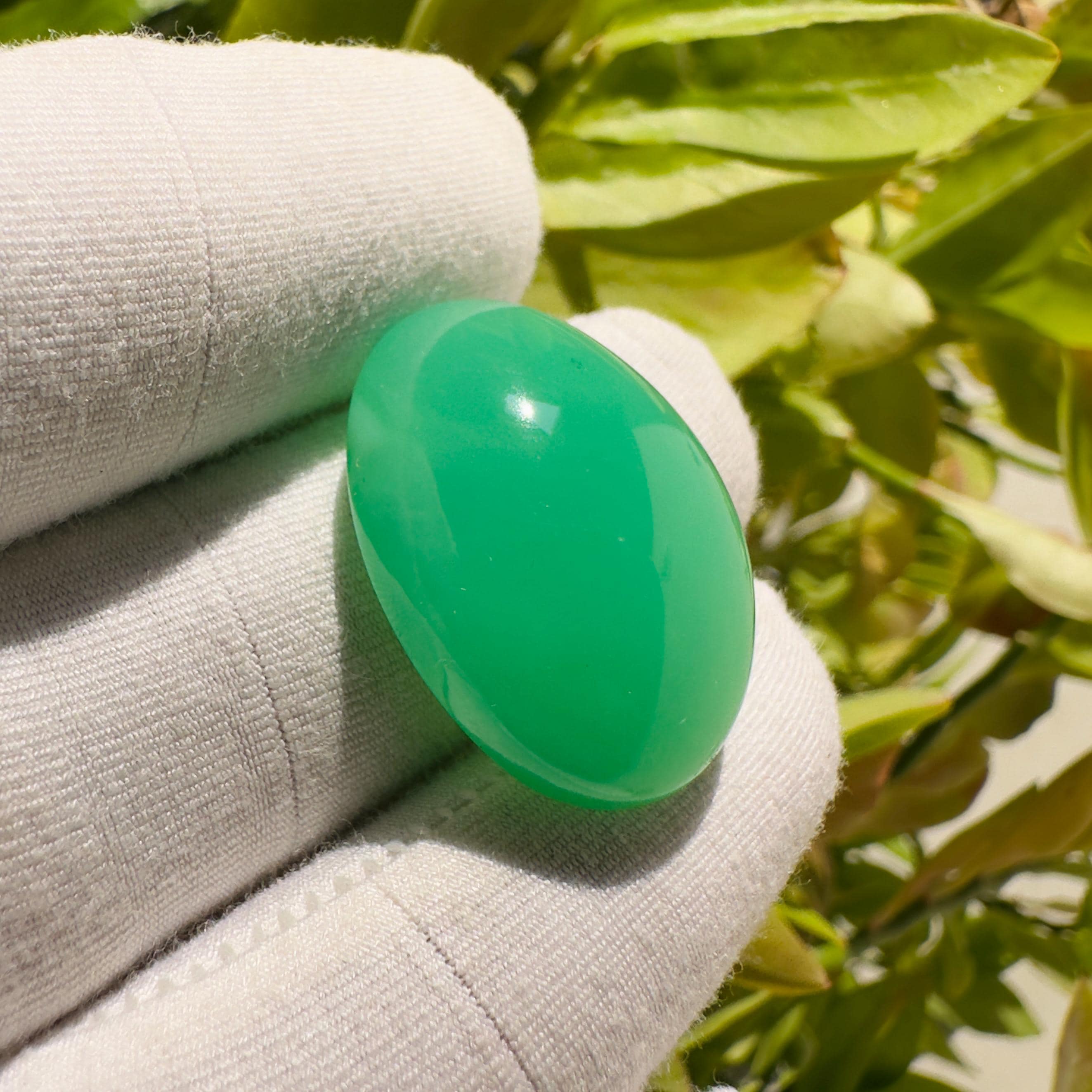 Natural Chrysoprase Oval Cabochon Loose Gemstone 37.90 Carat AAA Green Chrysoprase Large Statement Stone for Jewelry Making
