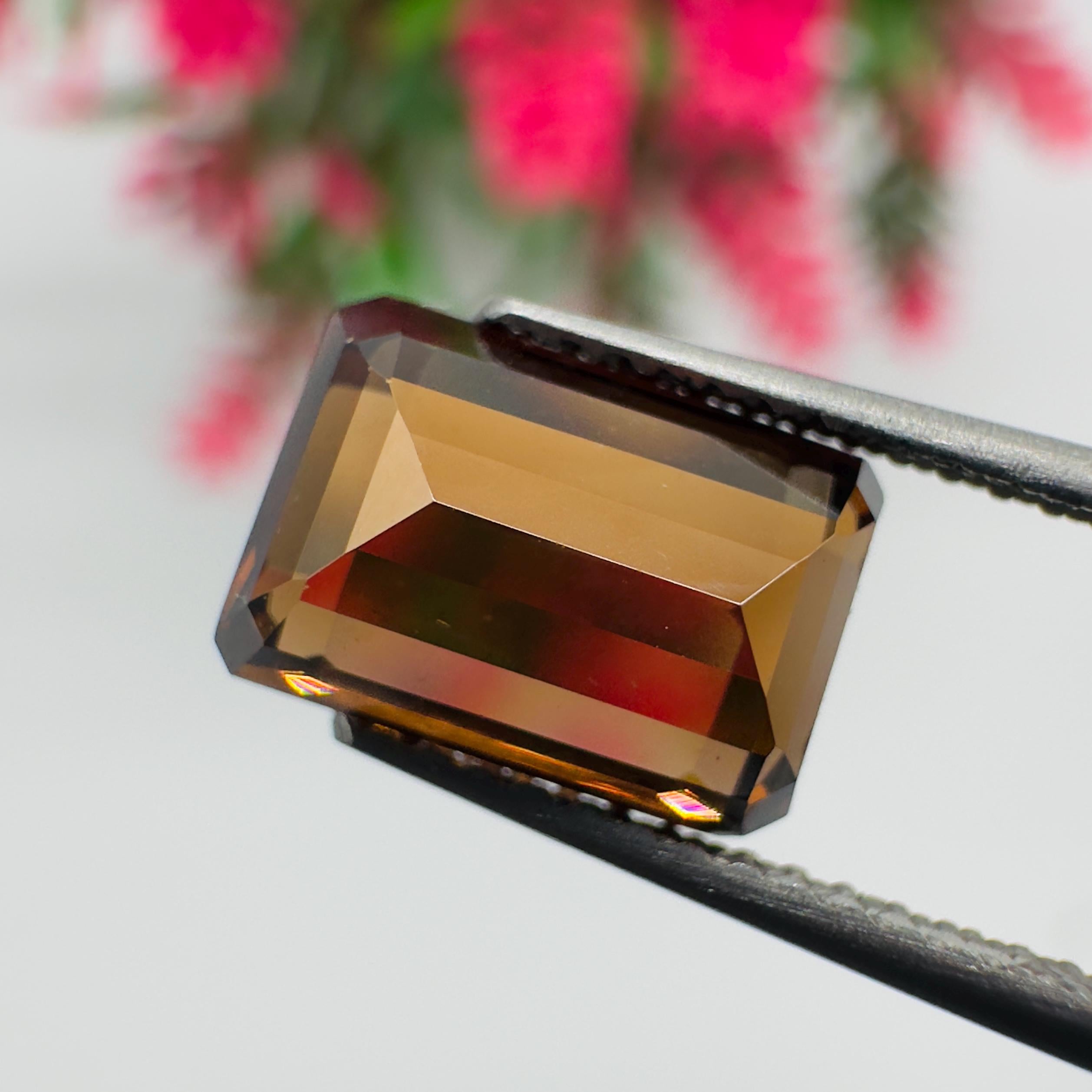 Natural Brown Zircon Emerald Cut Loose Gemstone 3.91 Carat AAA Faceted Octagon Brown Zircon for Fine Jewelry Making