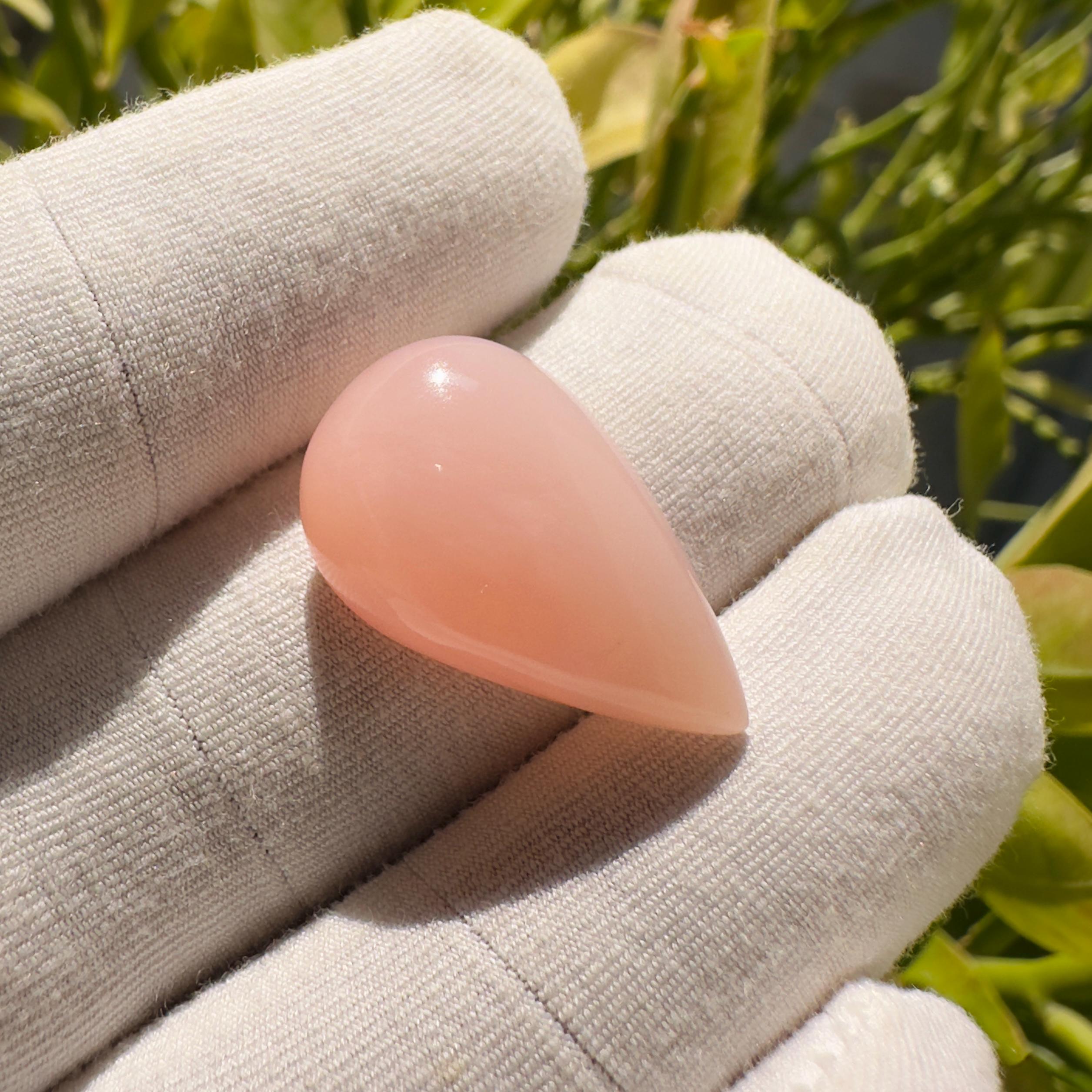 Natural Pink Opal Pear Cabochon Loose Gemstone 12.05 Carat AAA Soft Pink Opal Stone for Jewelry Making
