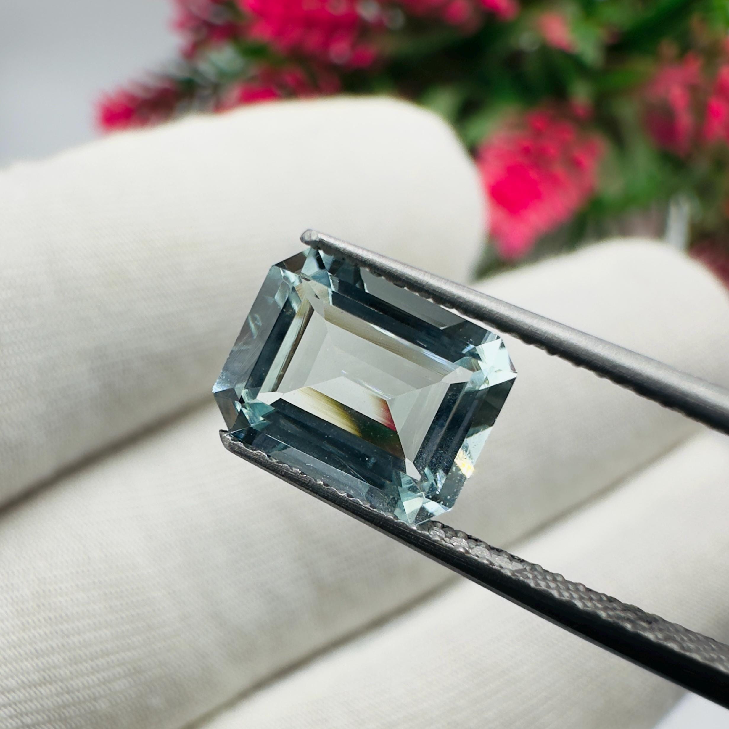 Natural Aquamarine Emerald Cut Loose Gemstone 1.93 Carat AAA Faceted Octagon Light Blue Aquamarine Stone for Fine Jewelry