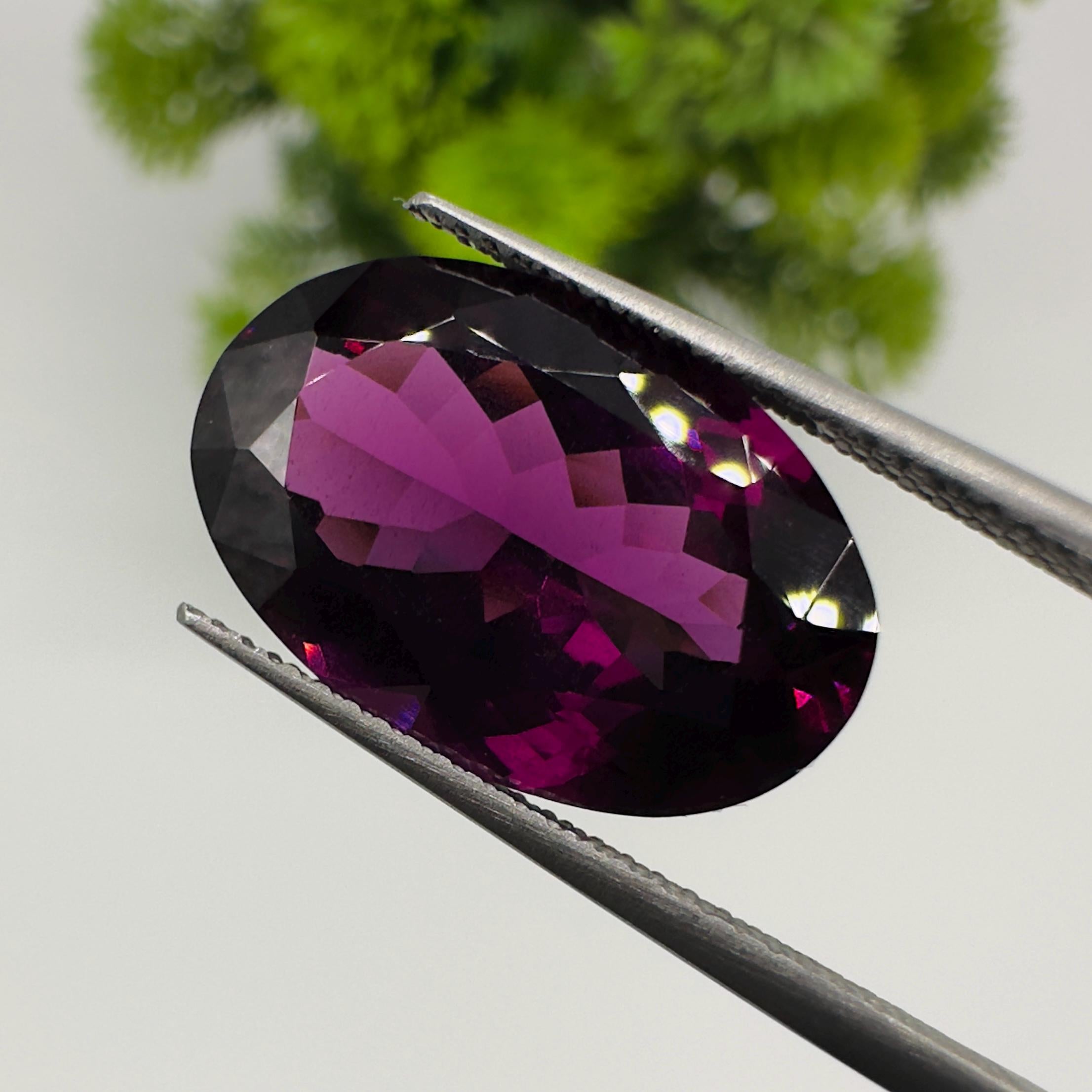 Natural Rhodolite Garnet Faceted Oval Loose Gemstone 9.65 Carat AAA Purple Pink Raspberry Red Garnet Stone for Fine Jewelry