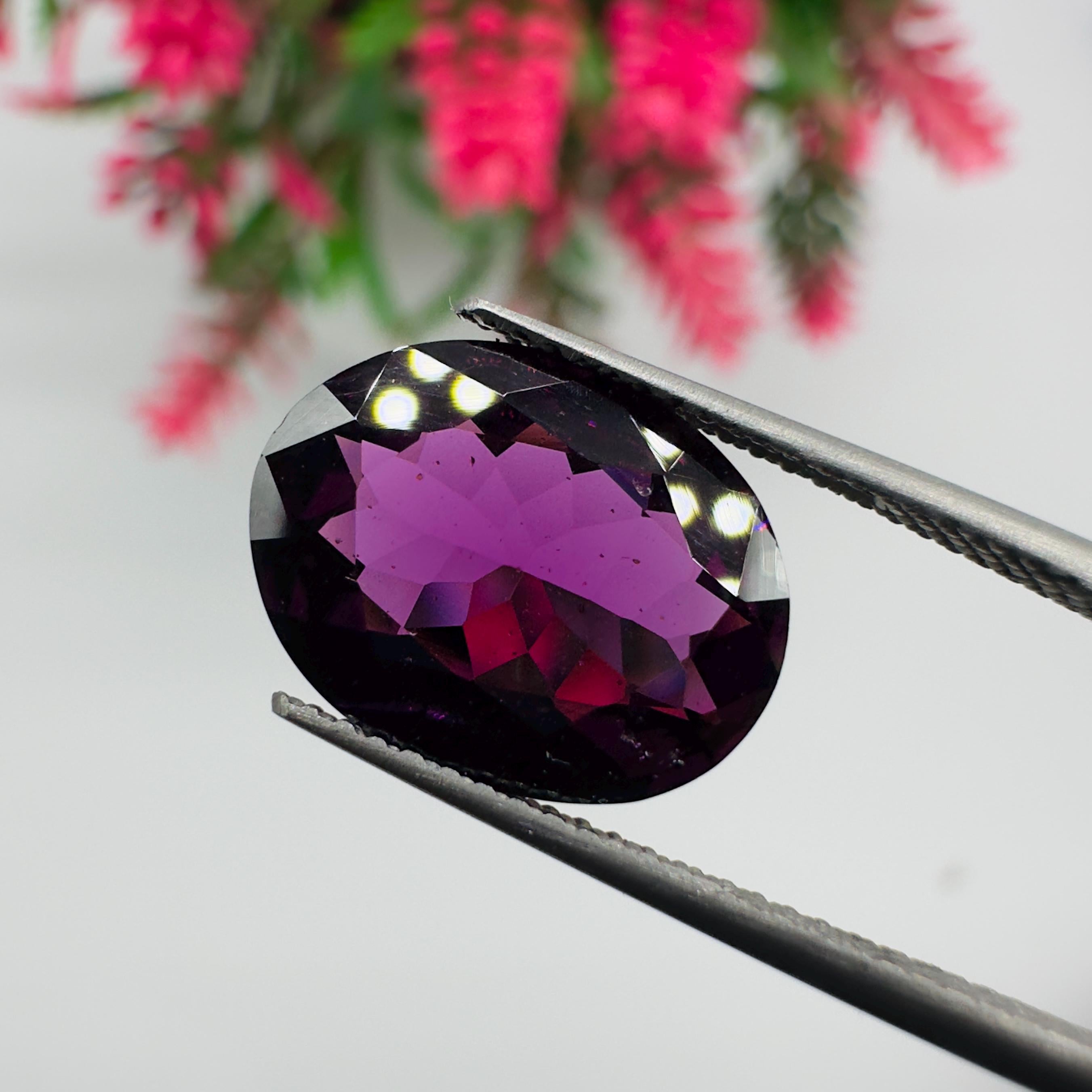 Natural Rhodolite Garnet Faceted Oval Loose Gemstone 4.85 Carat AAA Purple Pink Raspberry Red Garnet Stone for Fine Jewelry