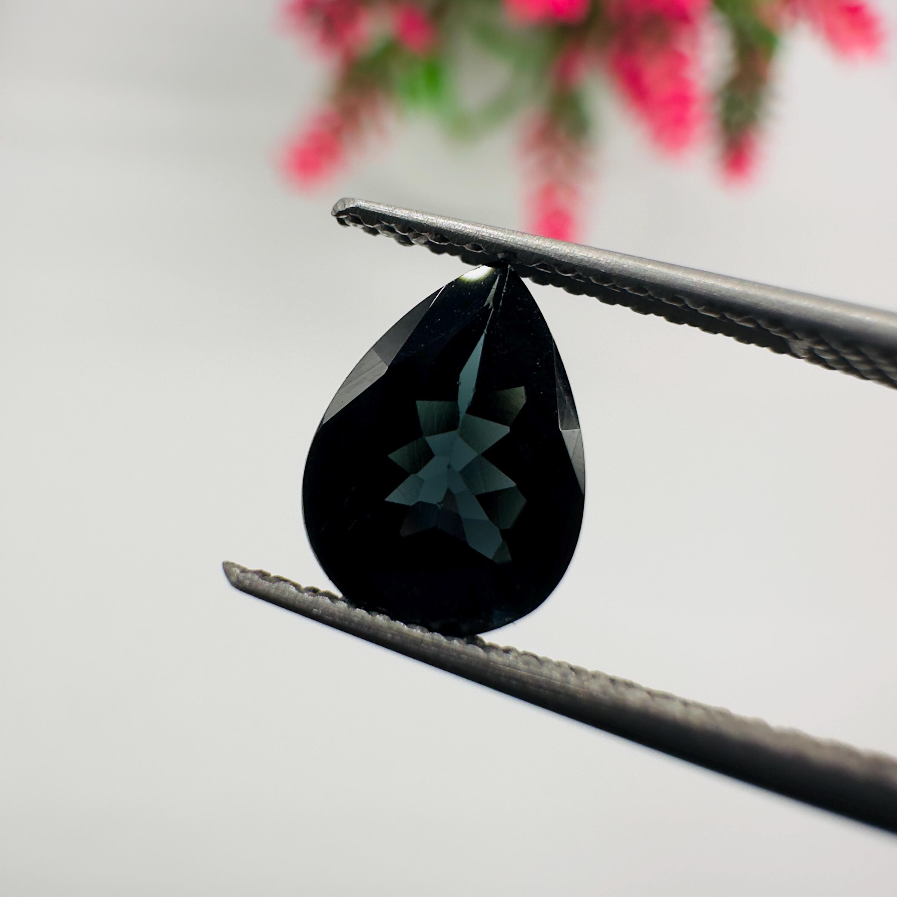 Natural Indicolite Blue Tourmaline Faceted Pear Cut Loose Gemstone 1.15 Carat AAA Deep Blue Tourmaline for Fine Jewelry