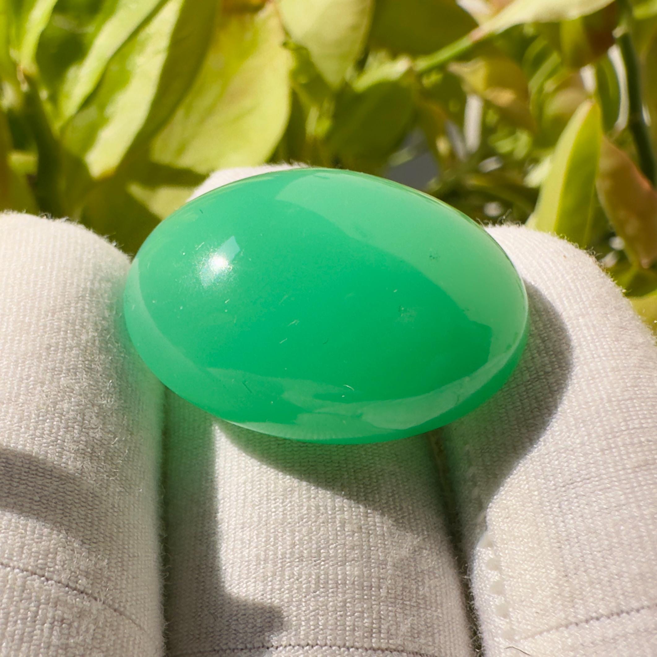 Natural Chrysoprase Oval Cabochon Loose Gemstone 37.90 Carat AAA Green Chrysoprase Large Statement Stone for Jewelry Making