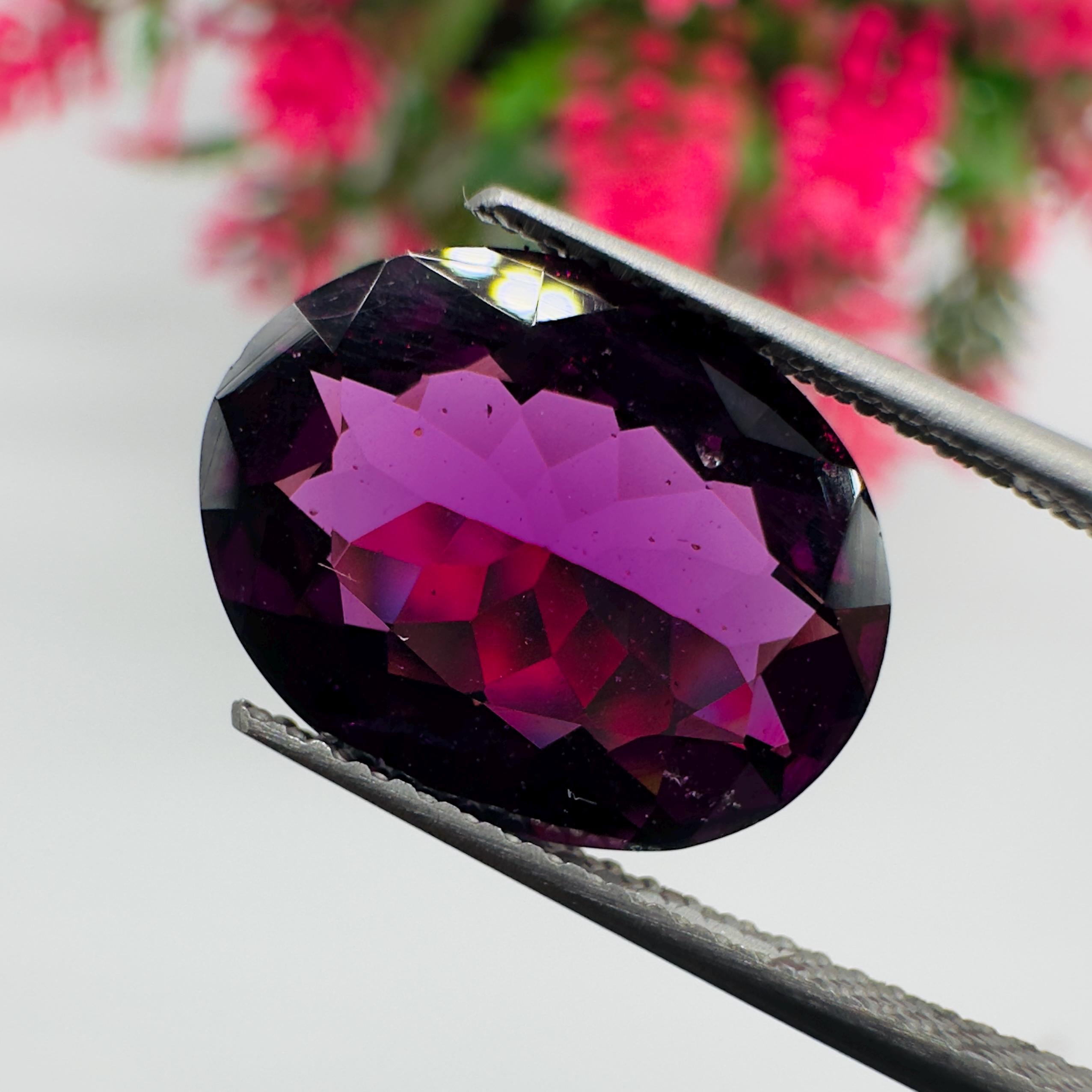 Natural Rhodolite Garnet Faceted Oval Loose Gemstone 4.85 Carat AAA Purple Pink Raspberry Red Garnet Stone for Fine Jewelry