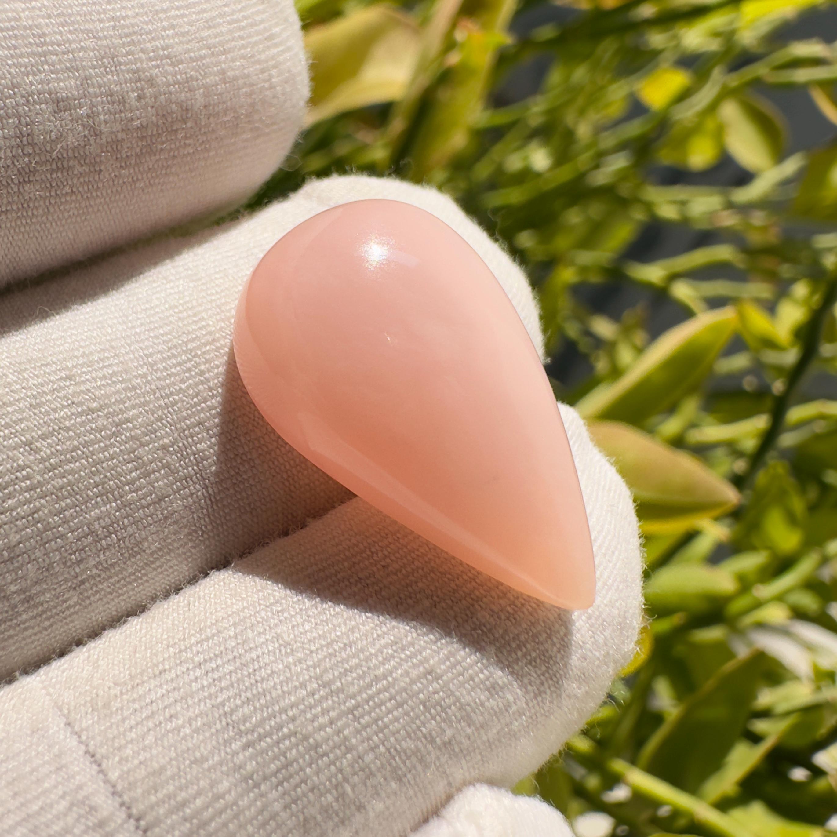 Natural Pink Opal Pear Cabochon Loose Gemstone 12.05 Carat AAA Soft Pink Opal Stone for Jewelry Making