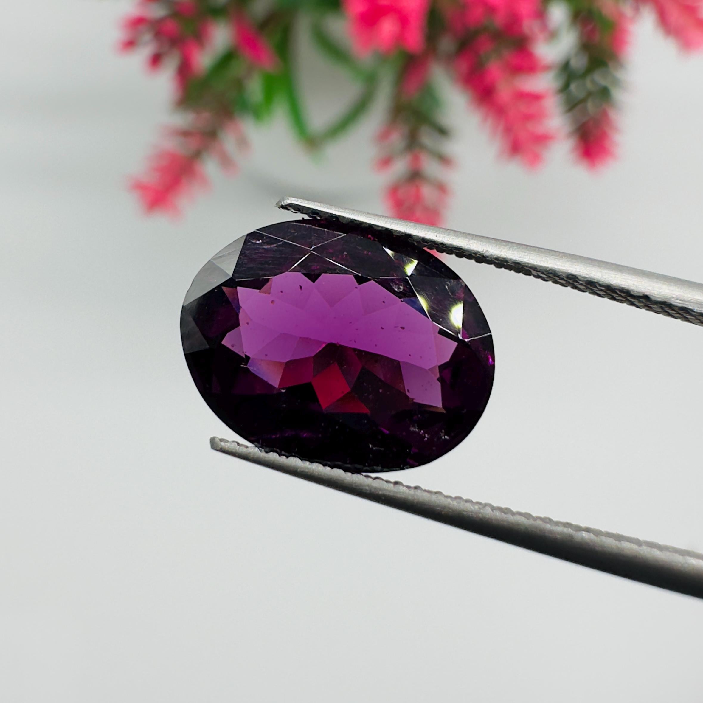 Natural Rhodolite Garnet Faceted Oval Loose Gemstone 4.85 Carat AAA Purple Pink Raspberry Red Garnet Stone for Fine Jewelry