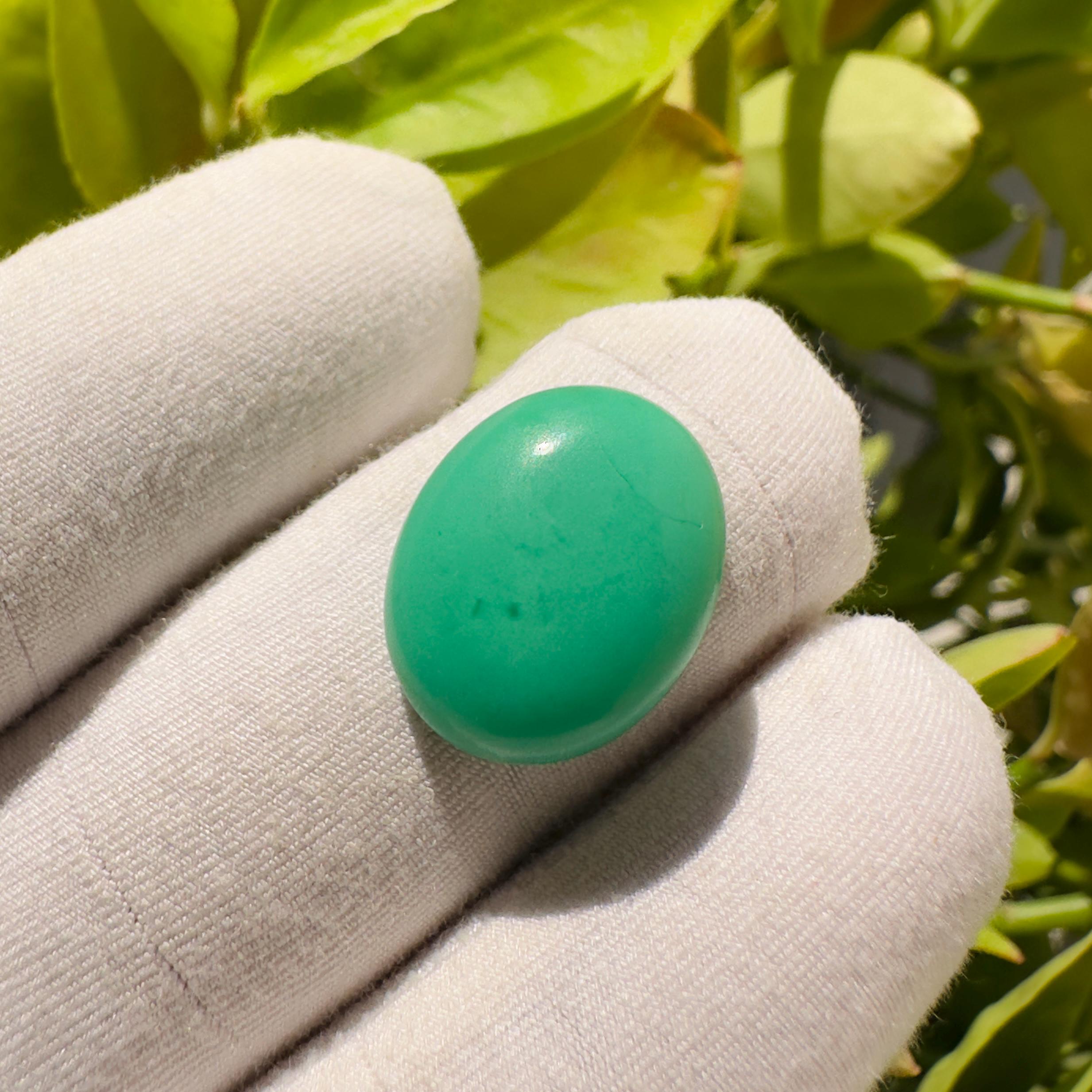 Natural Chrysoprase Oval Cabochon Loose Gemstone 10.55 Carat AAA++ Green Chrysoprase Stone for Jewelry Making