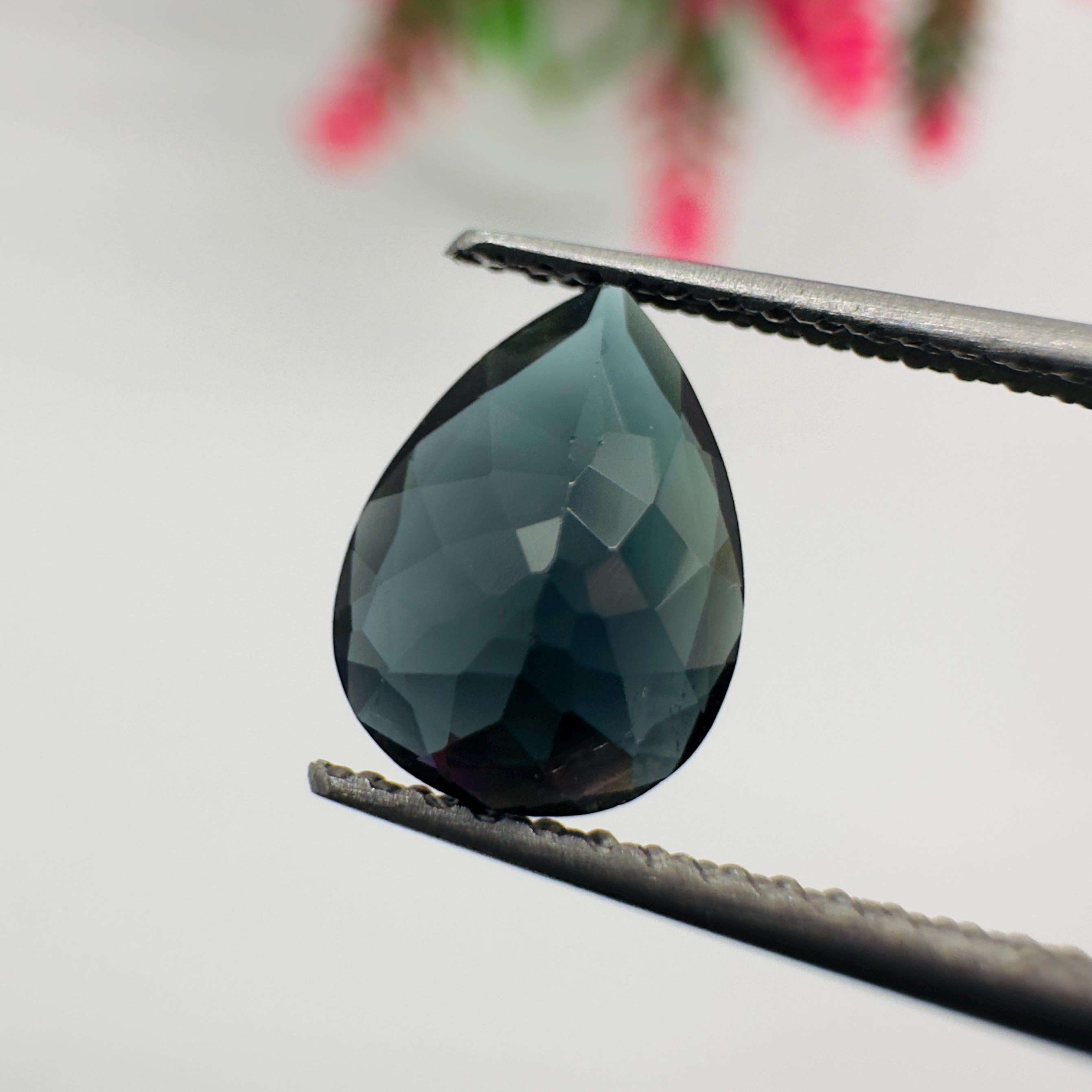 Natural Indicolite Blue Tourmaline Faceted Pear Cut Loose Gemstone 1.15 Carat AAA Deep Blue Tourmaline for Fine Jewelry