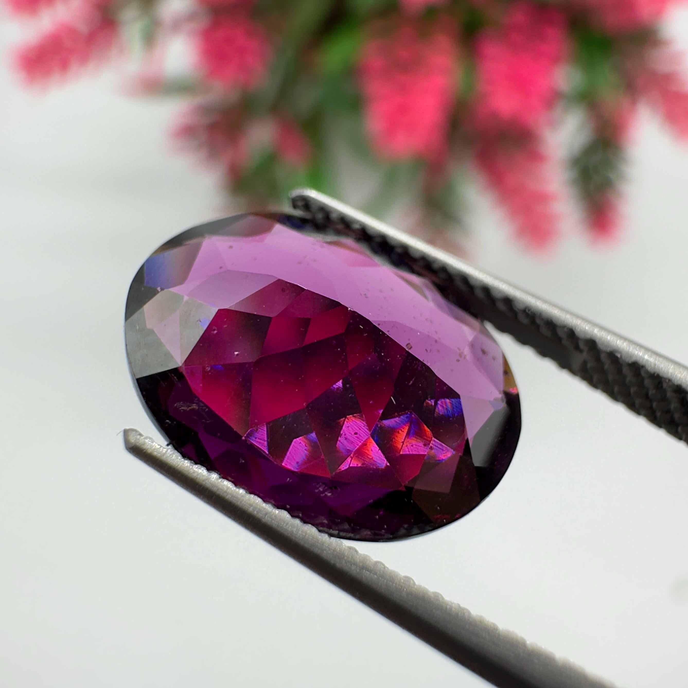 Natural Rhodolite Garnet Faceted Oval Loose Gemstone 4.85 Carat AAA Purple Pink Raspberry Red Garnet Stone for Fine Jewelry