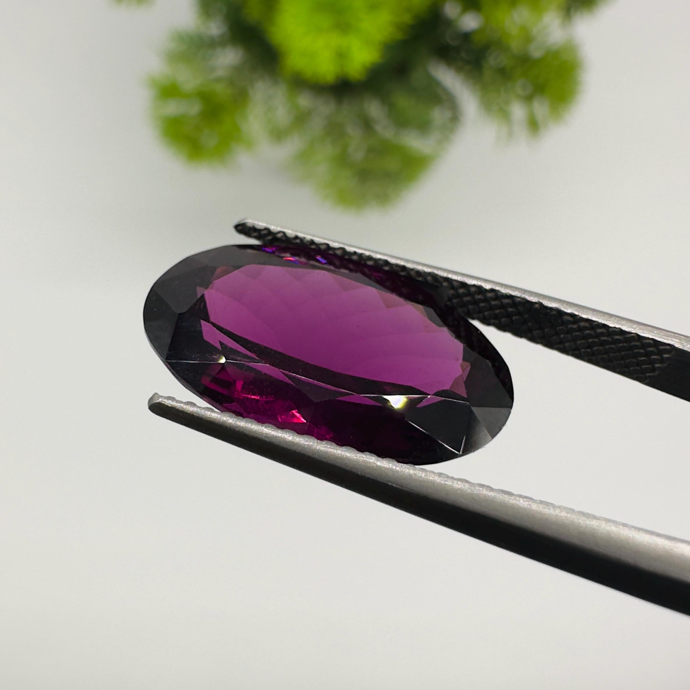 Natural Rhodolite Garnet Faceted Oval Loose Gemstone 9.65 Carat AAA Purple Pink Raspberry Red Garnet Stone for Fine Jewelry
