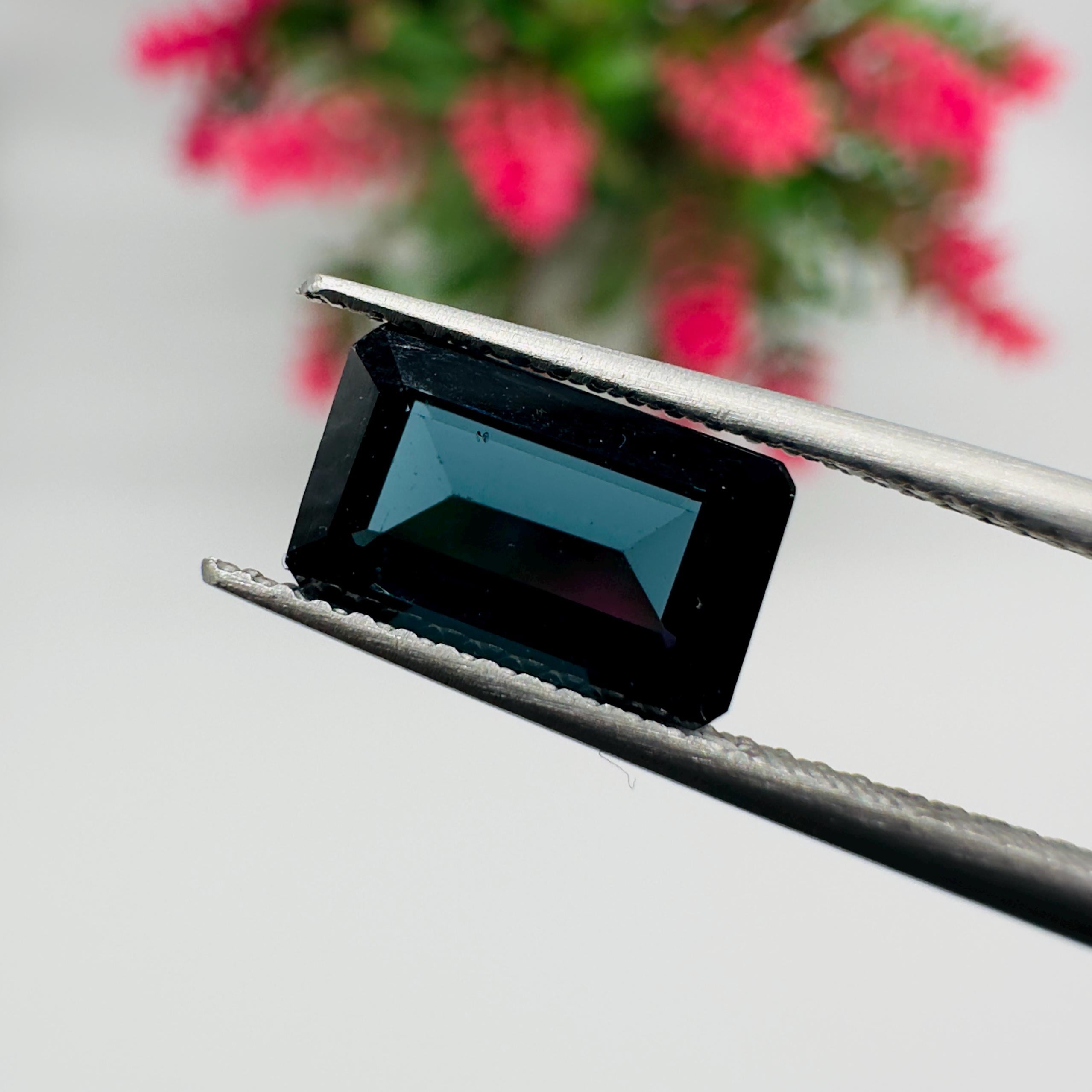 Natural Indicolite Blue Tourmaline Emerald Cut Loose Gemstone 1.85 Carat AAA Faceted Octagon Deep Blue Tourmaline for Fine Jewelry