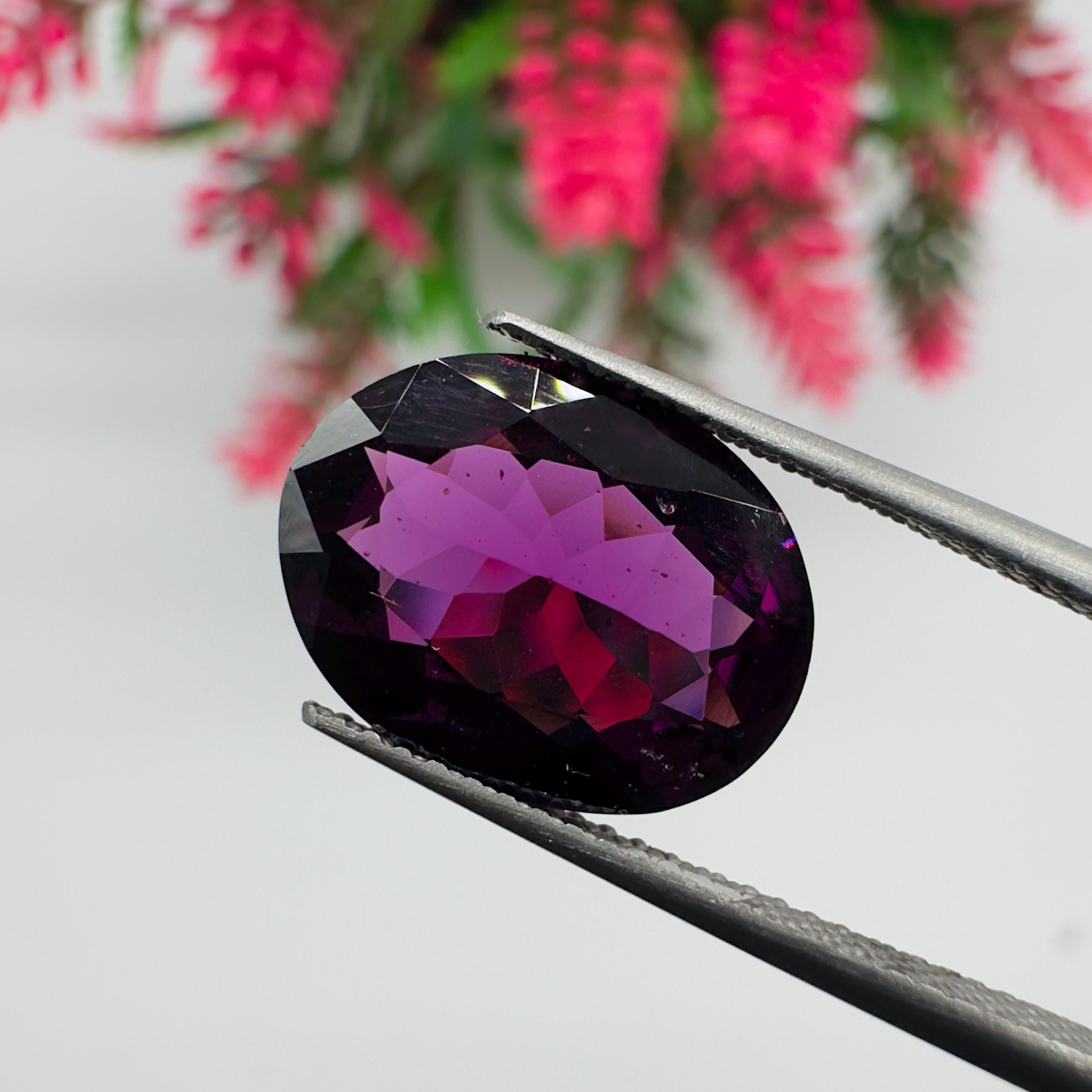 Natural Rhodolite Garnet Faceted Oval Loose Gemstone 4.85 Carat AAA Purple Pink Raspberry Red Garnet Stone for Fine Jewelry