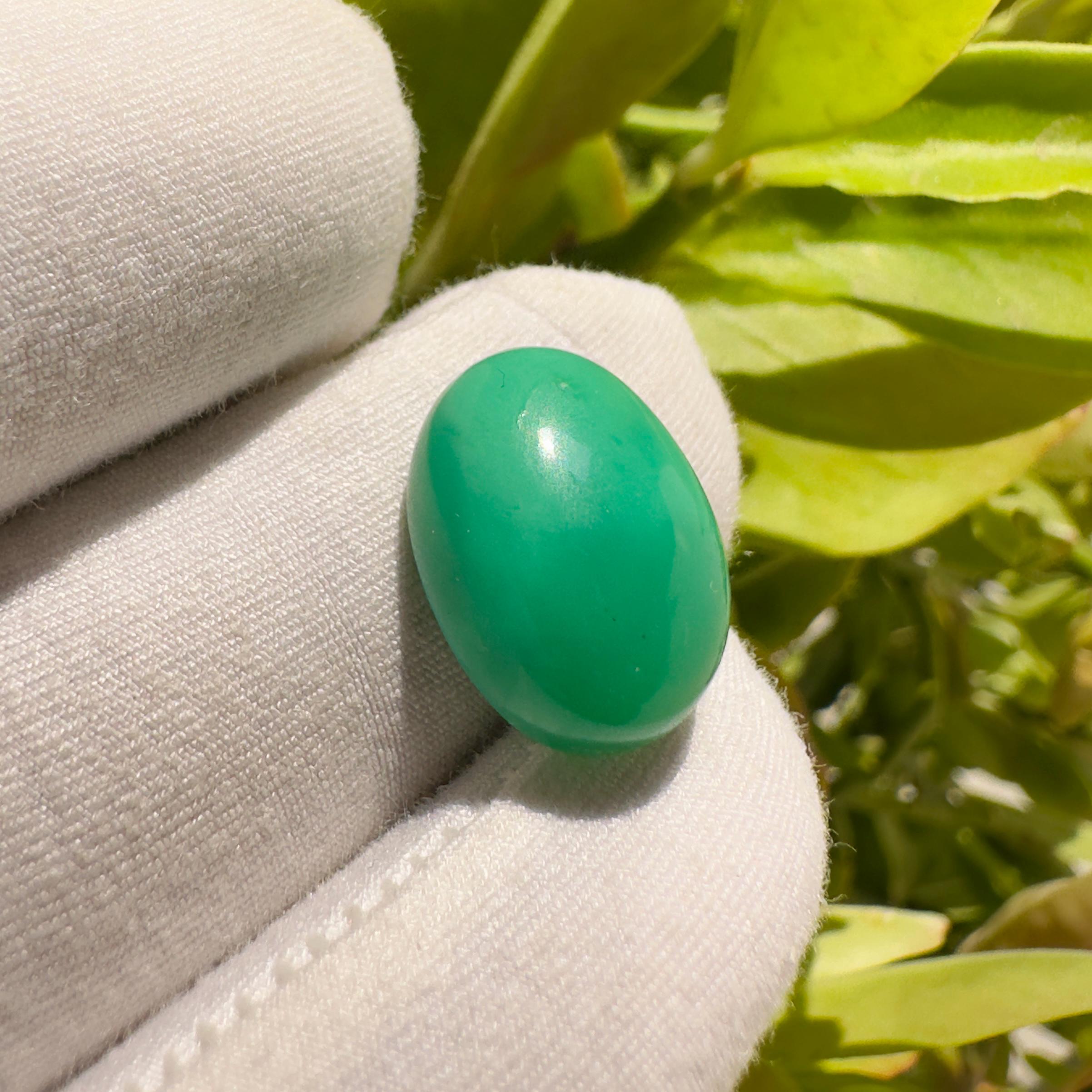 Natural Chrysoprase Oval Cabochon Loose Gemstone 10 Carat AAA Green Chrysoprase Stone for Jewelry Making