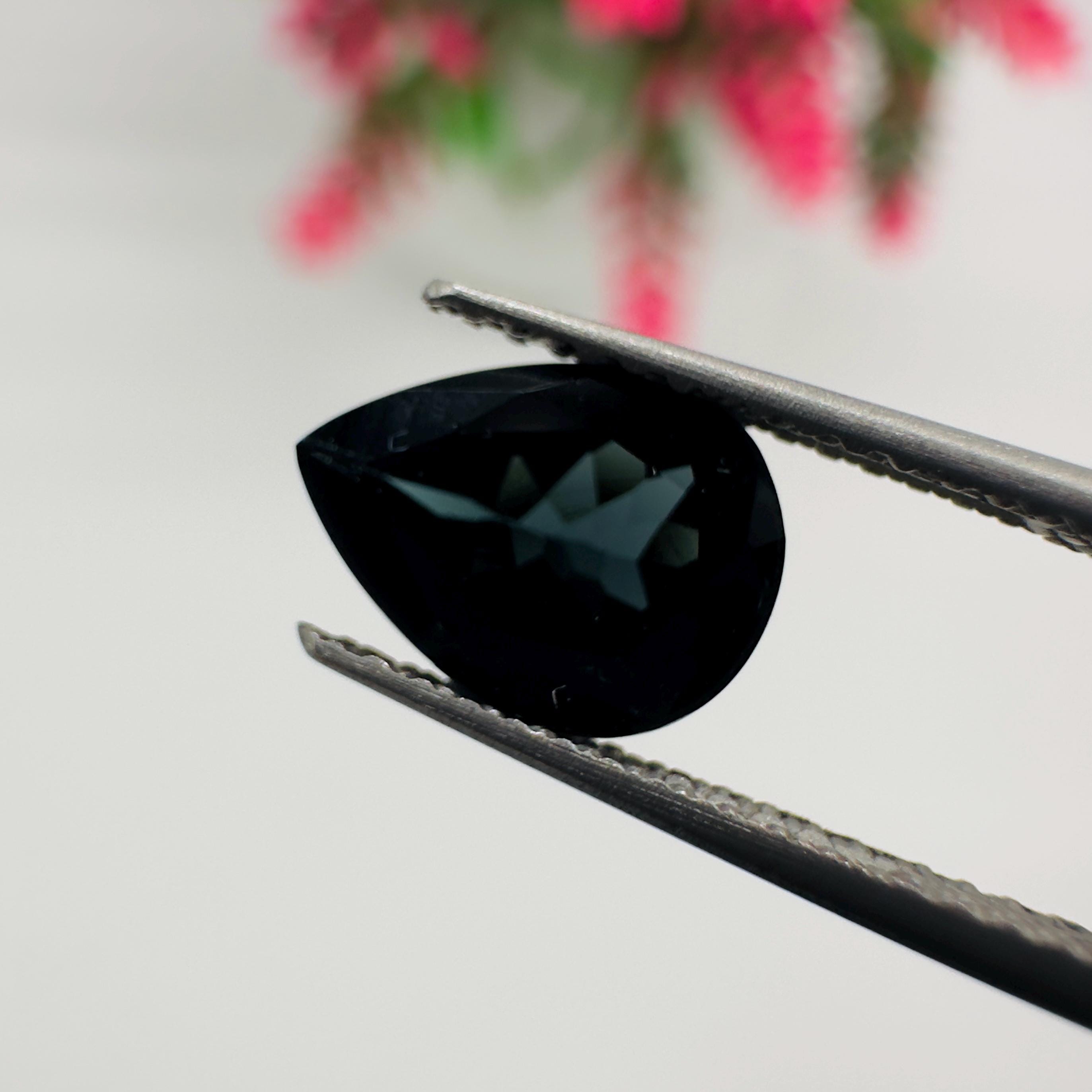 Natural Indicolite Blue Tourmaline Faceted Pear Cut Loose Gemstone 1.15 Carat AAA Deep Blue Tourmaline for Fine Jewelry