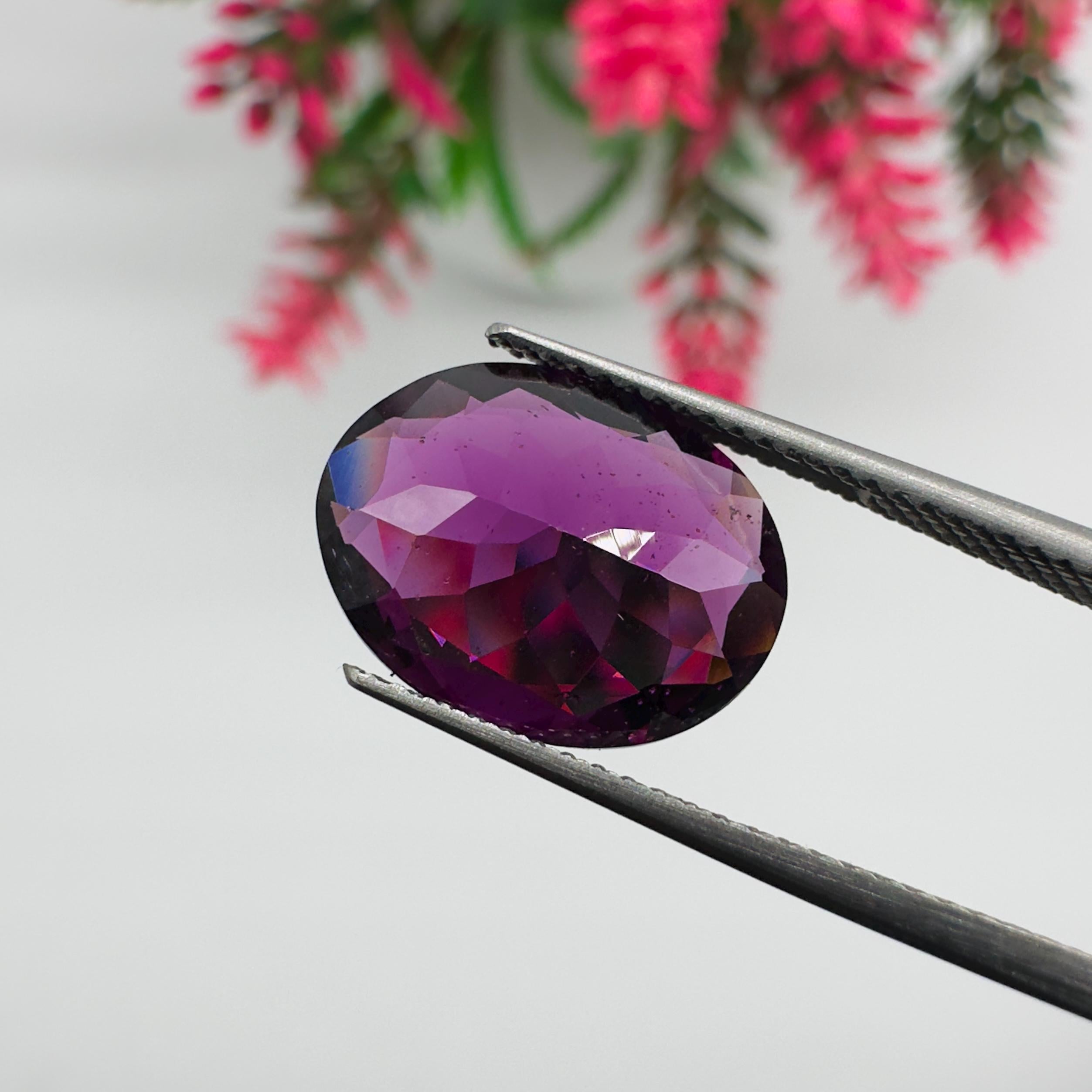 Natural Rhodolite Garnet Faceted Oval Loose Gemstone 4.85 Carat AAA Purple Pink Raspberry Red Garnet Stone for Fine Jewelry