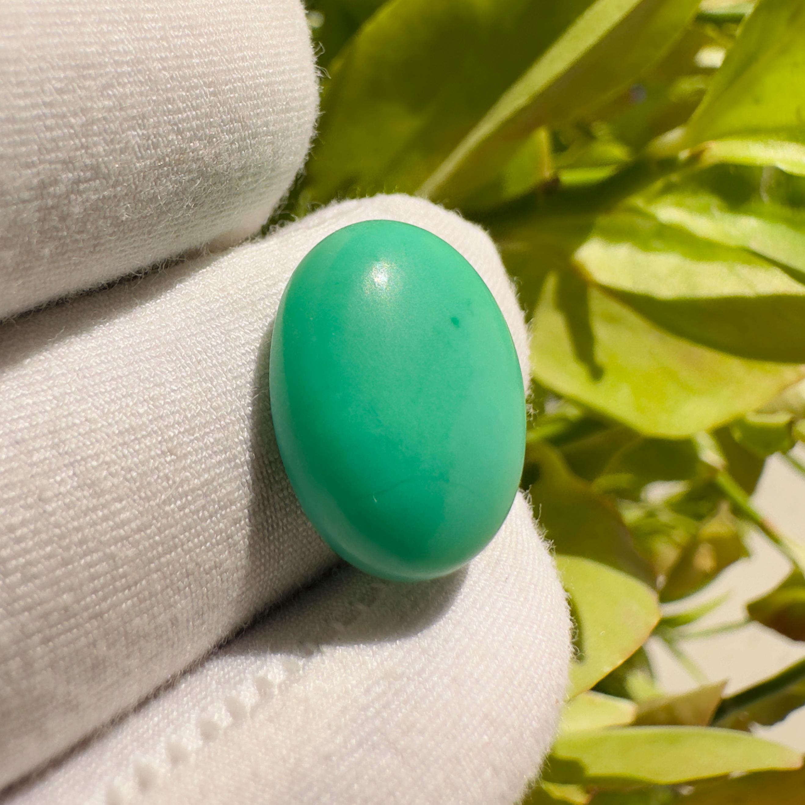 Natural Chrysoprase Oval Cabochon Loose Gemstone 10.55 Carat AAA++ Green Chrysoprase Stone for Jewelry Making