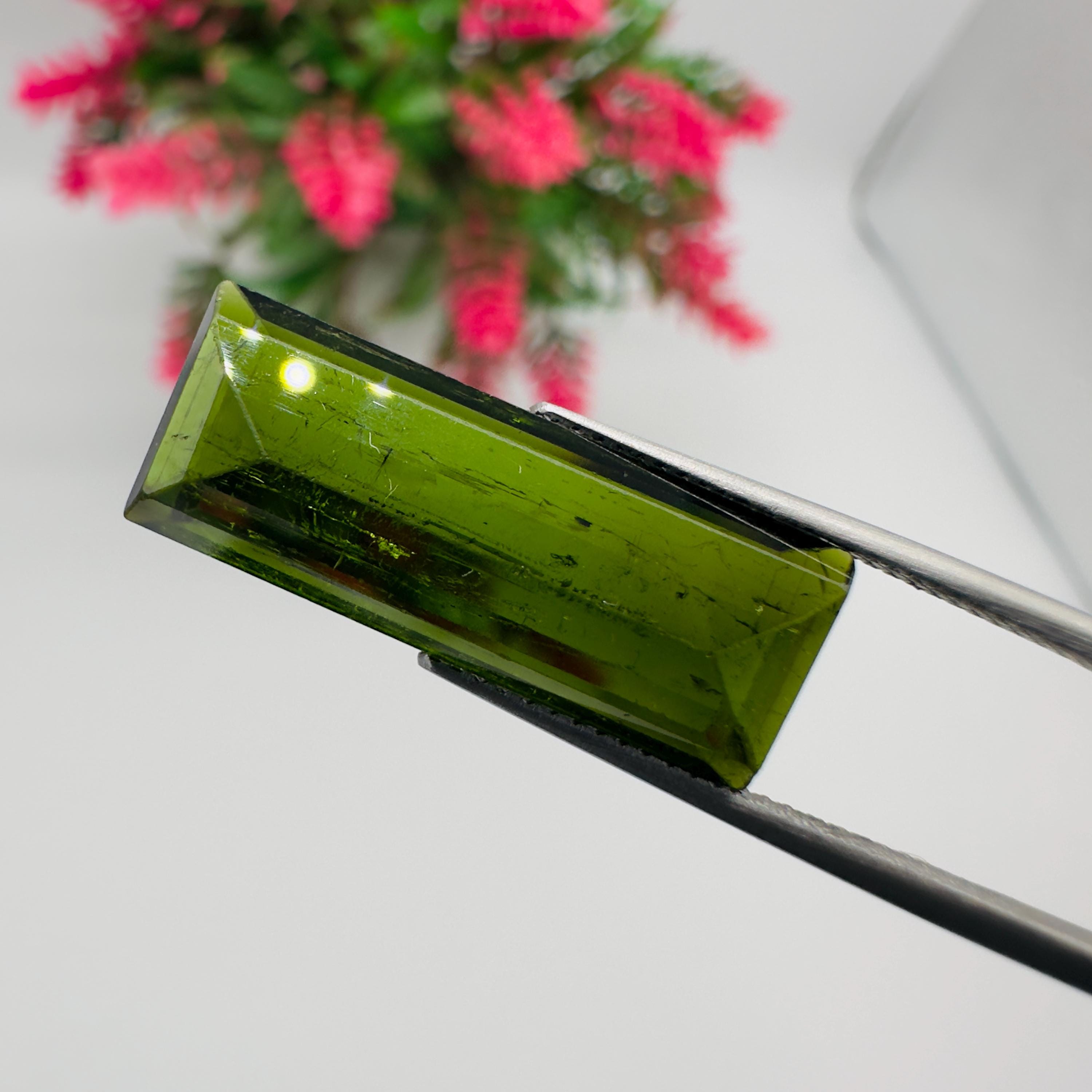 Natural Green Tourmaline Faceted Baguette Cut Loose Gemstone 10.10 Carat AAA Green Tourmaline Stone for Fine Jewelry Making