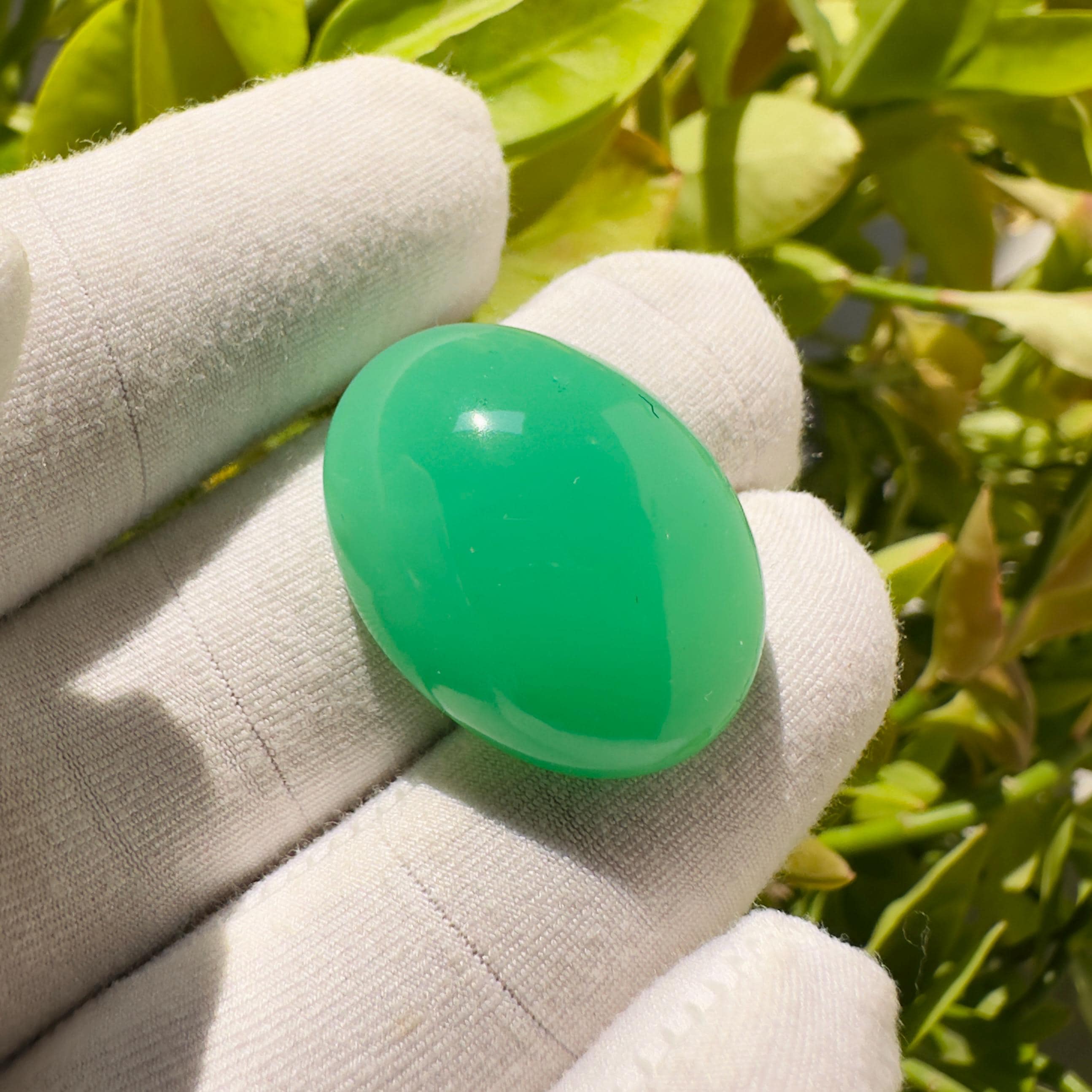 Natural Chrysoprase Oval Cabochon Loose Gemstone 37.90 Carat AAA Green Chrysoprase Large Statement Stone for Jewelry Making